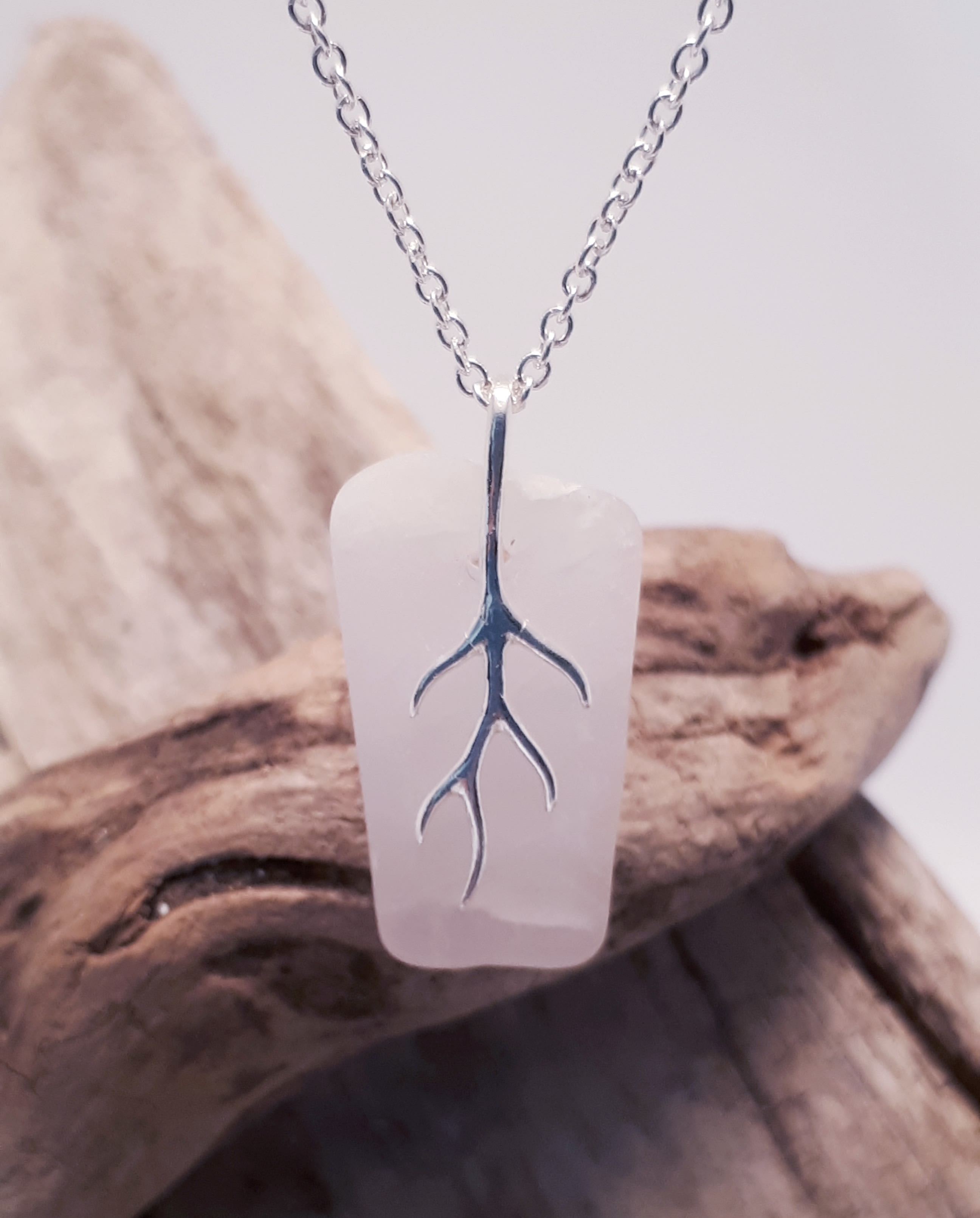 Rose Quartz Crystal Pendant - 18 inch 