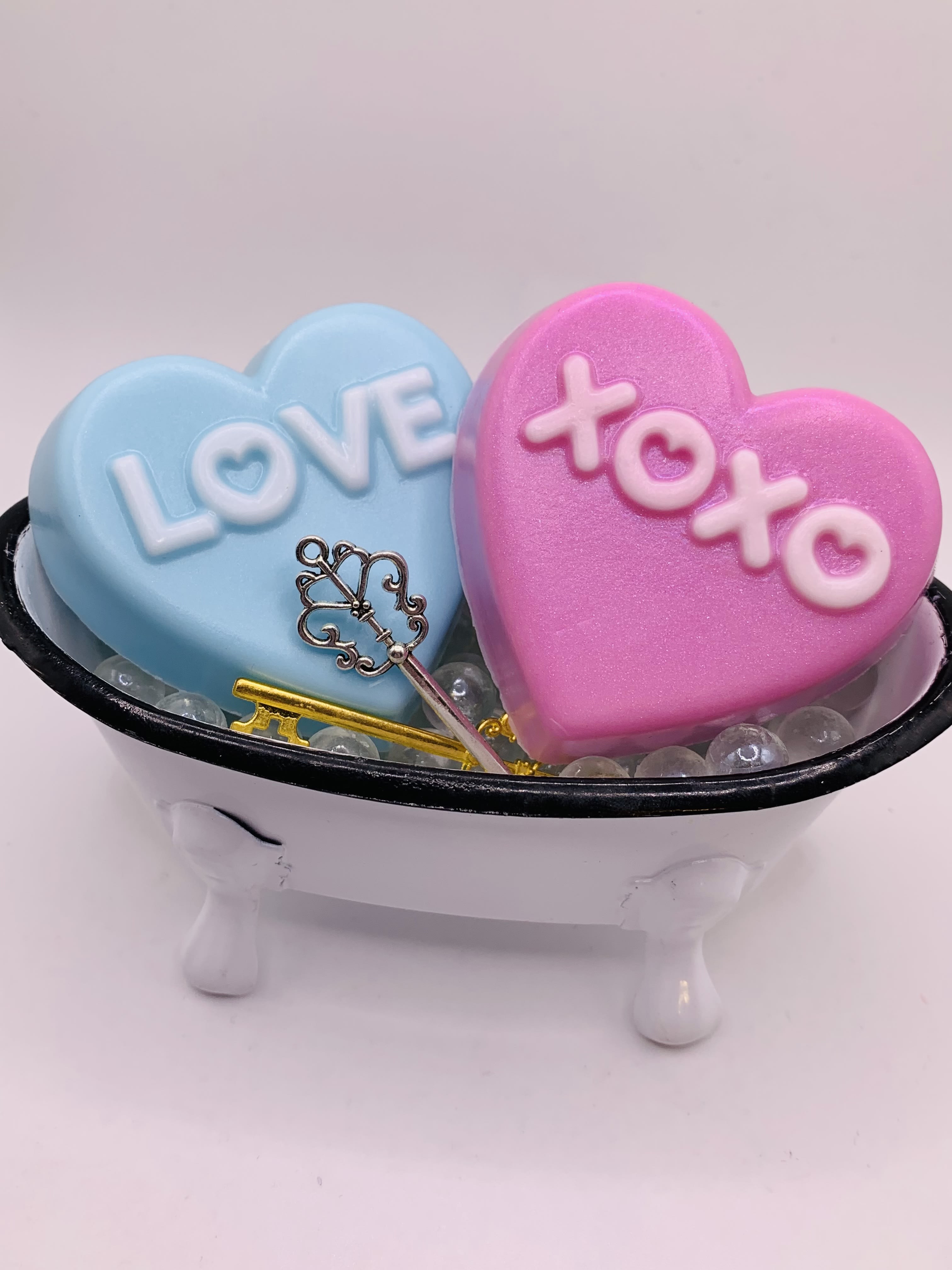 Love & Xoxo soap set - 2 blues - Valentines Day soaps - Soaps by Kristy |  Bath & Shower Products in Scotia, NY
