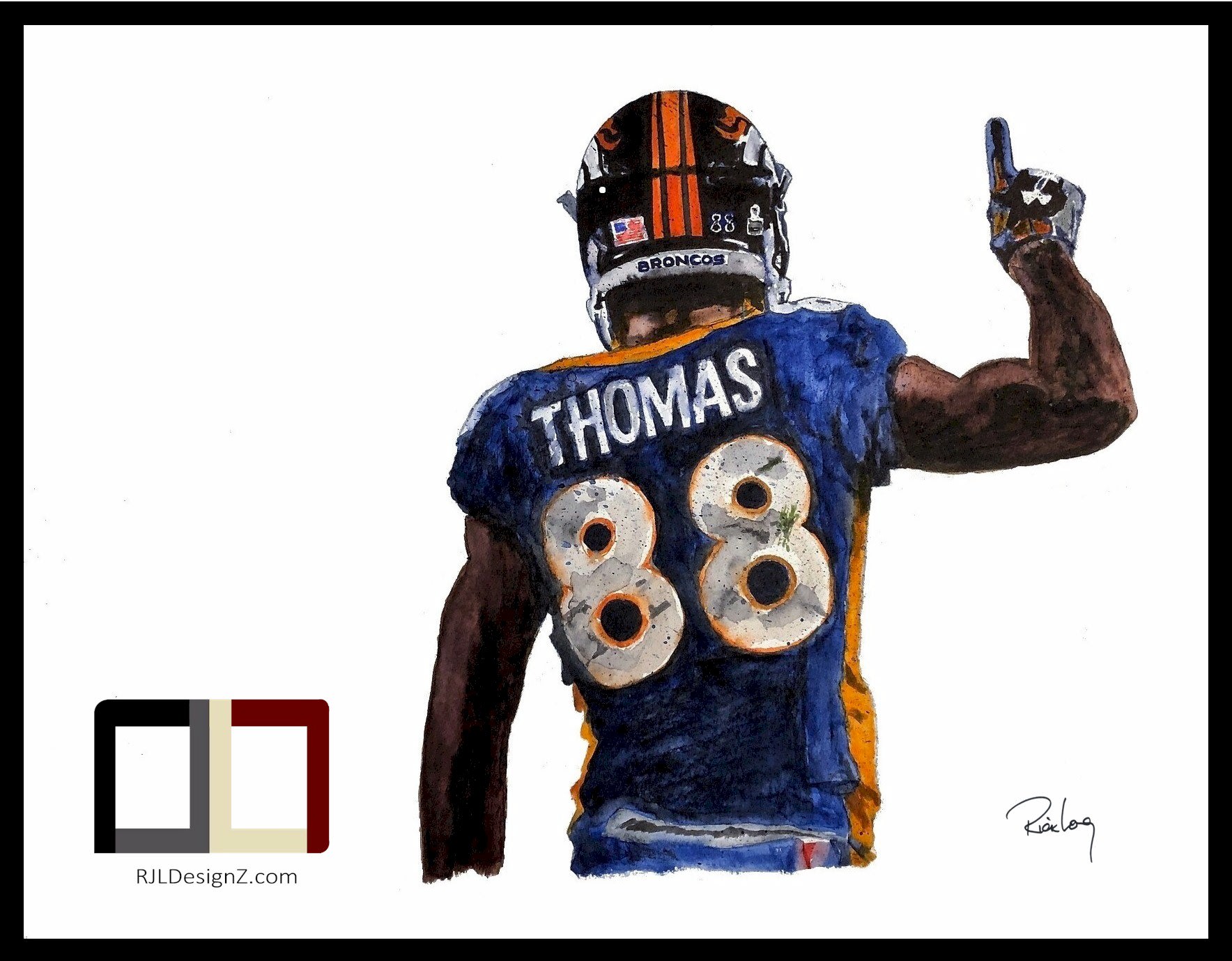 Demaryius Thomas DENVER BRONCOS PIXEL ART Mixed Media by Joe Hamilton -  Pixels