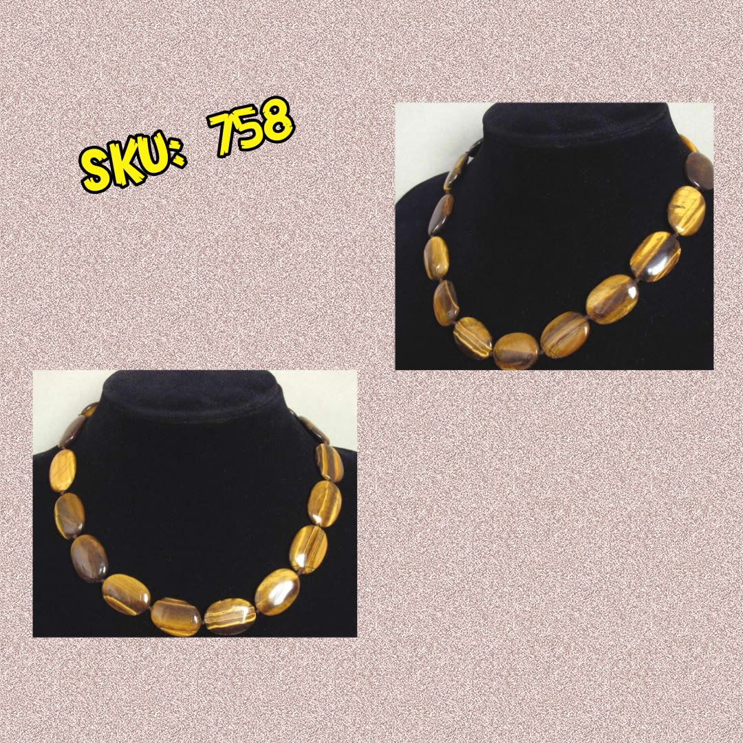 758 Natural Yellow Tiger's Eye Necklace 
