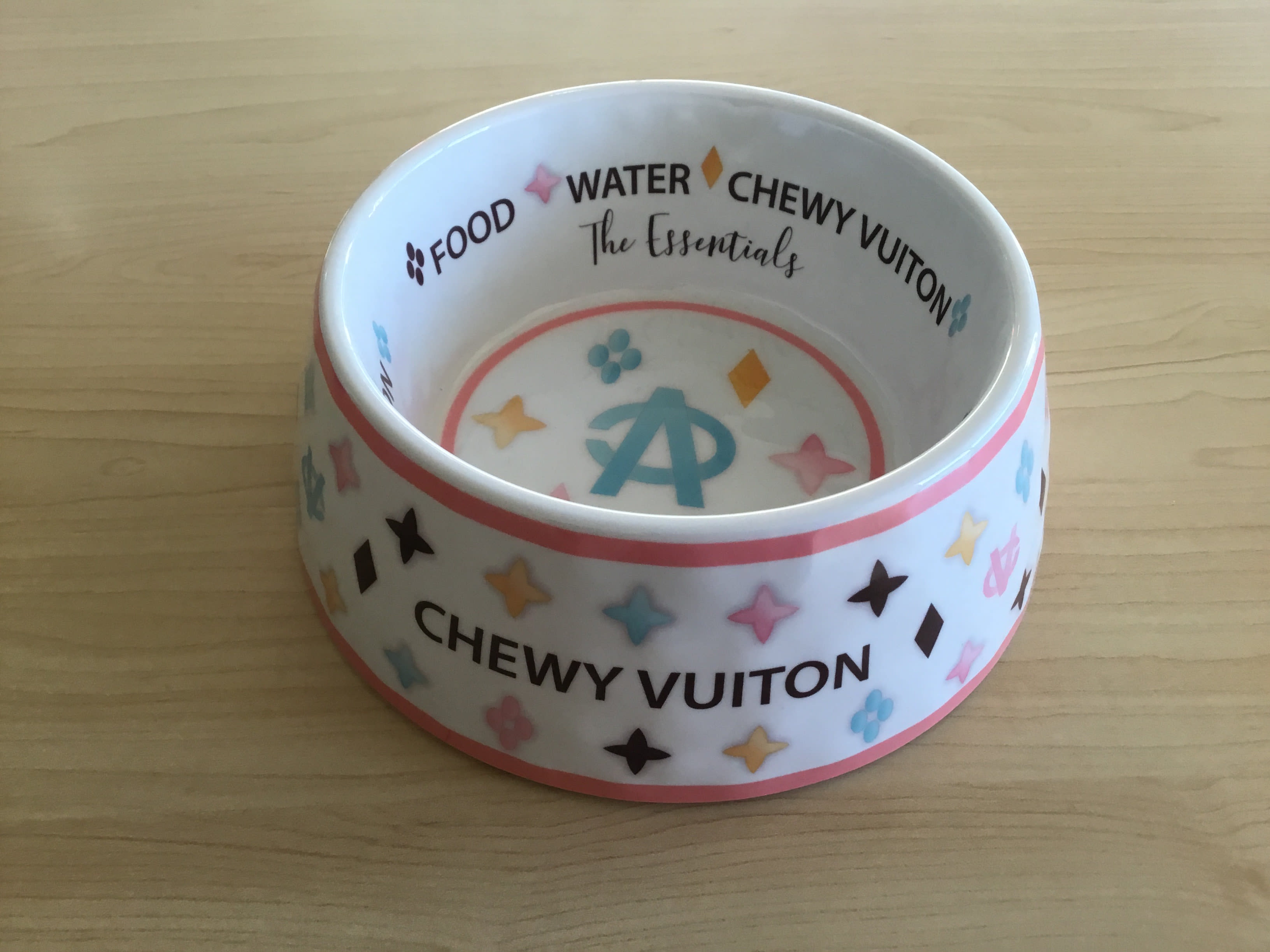 Chewy Vuiton White Bowl - Bowls - Seashore Fur Babies