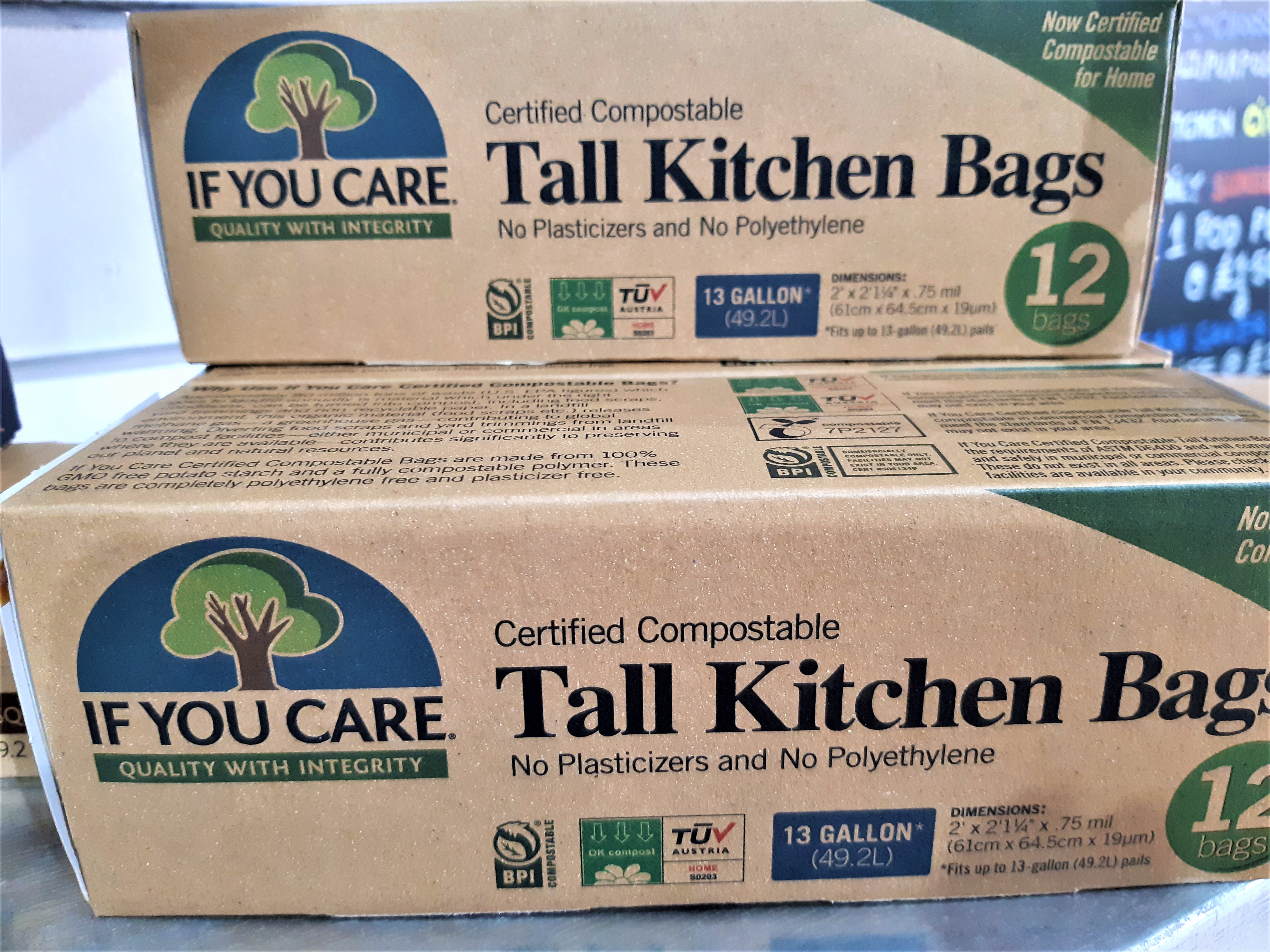 Compostable Tall Kitchen Garbage Bags, 13 Gallon