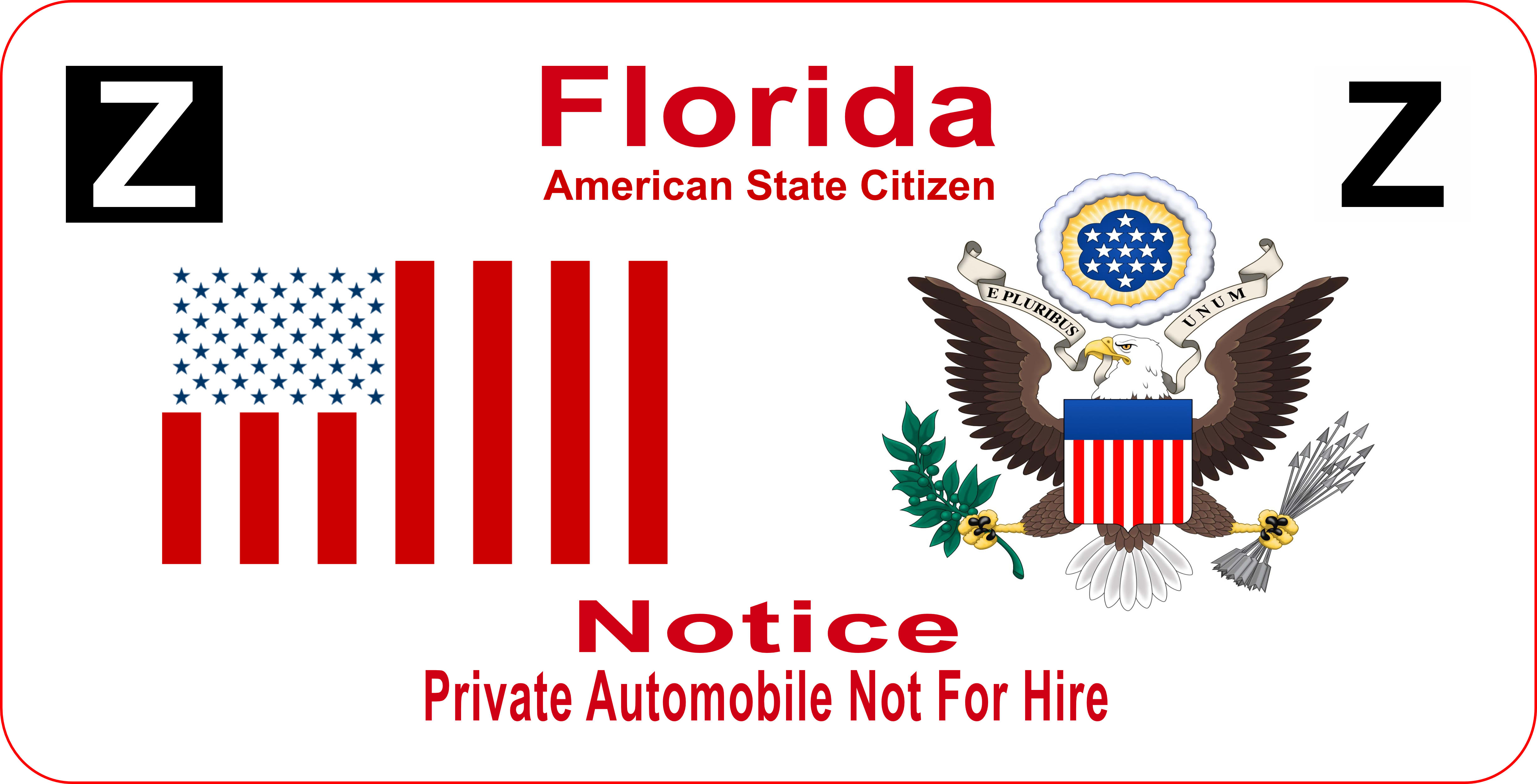 Z Plate Florida American State Citizen - Florida - ASN Plates and More |  Sign Maker in Elkmont