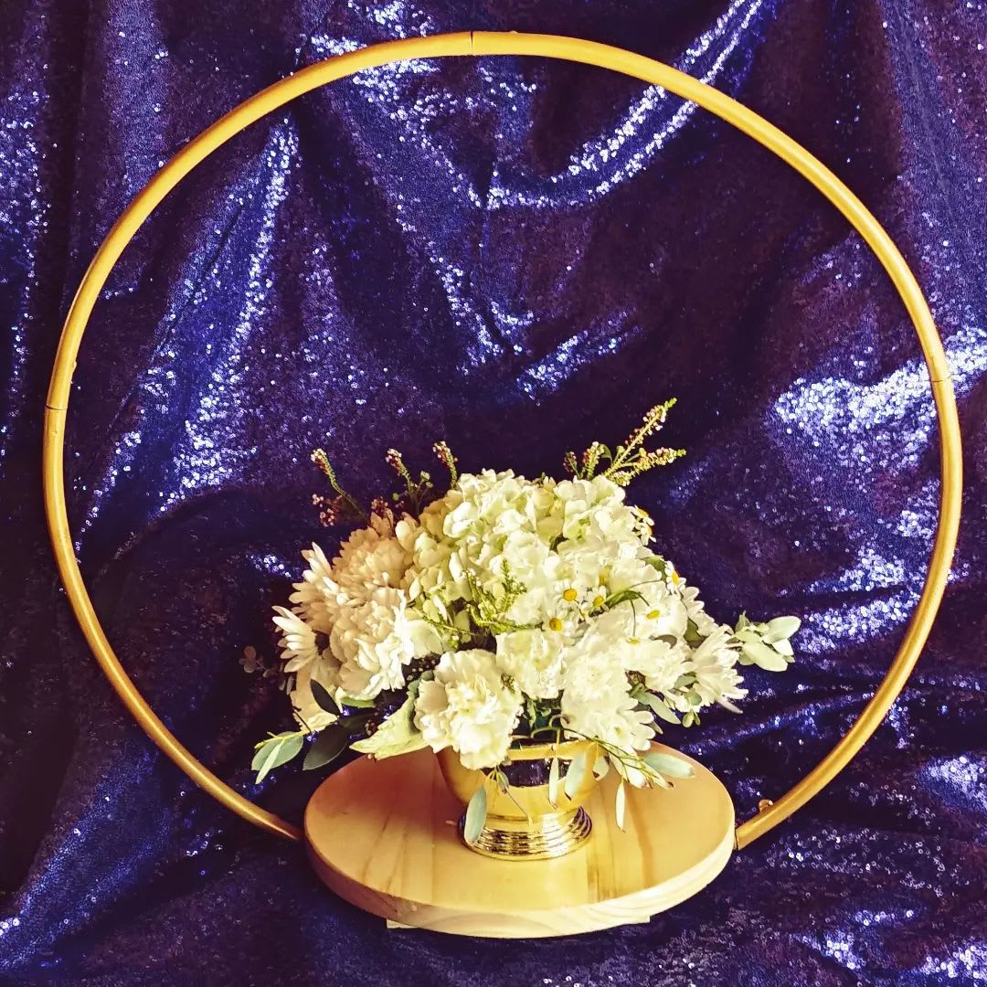 Gold Arch/wood base cake display Cake and Dessert Display Rentals