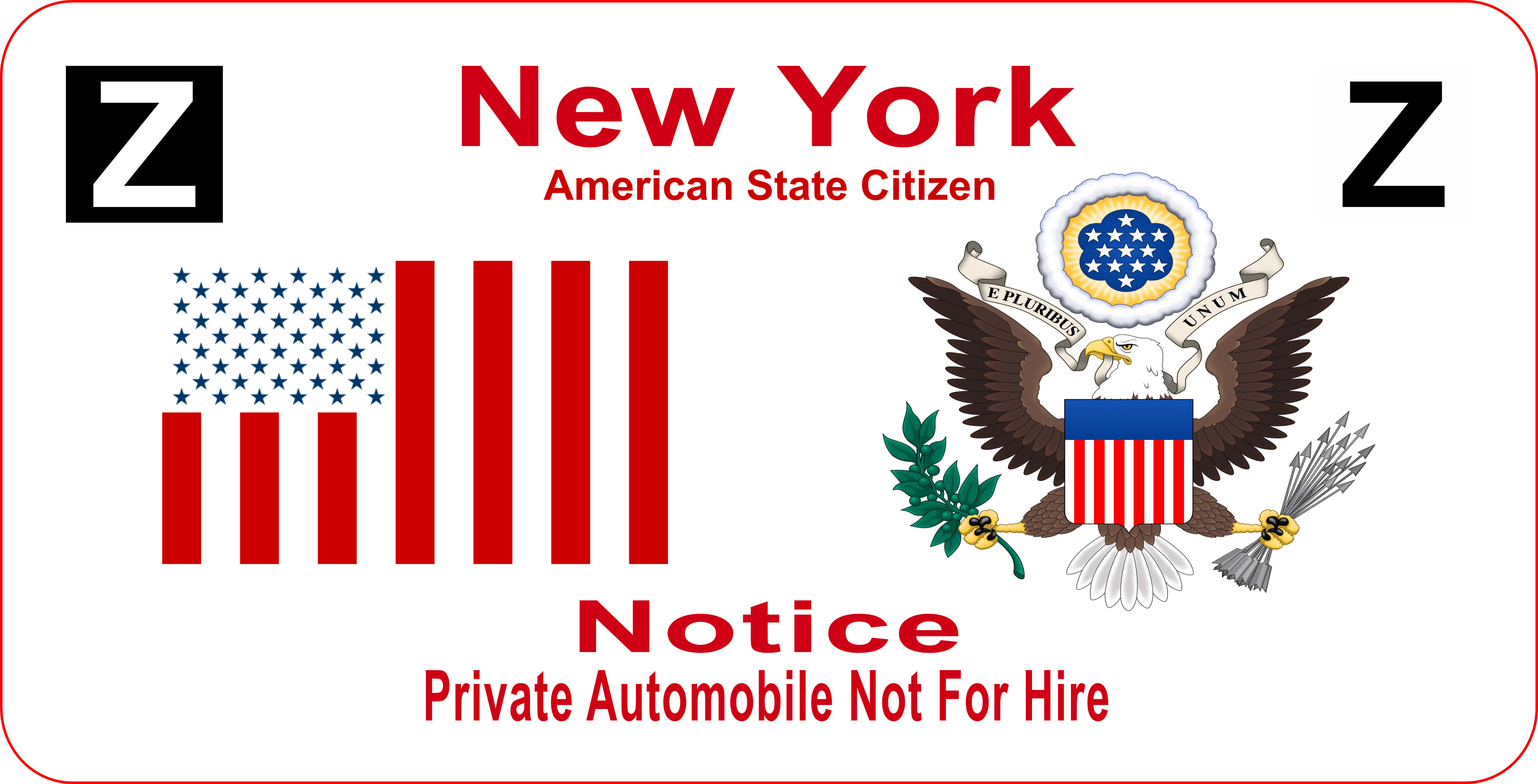 Z Plate New York American State Citizen - New York - ASN Plates and More |  Sign Maker in Elkmont