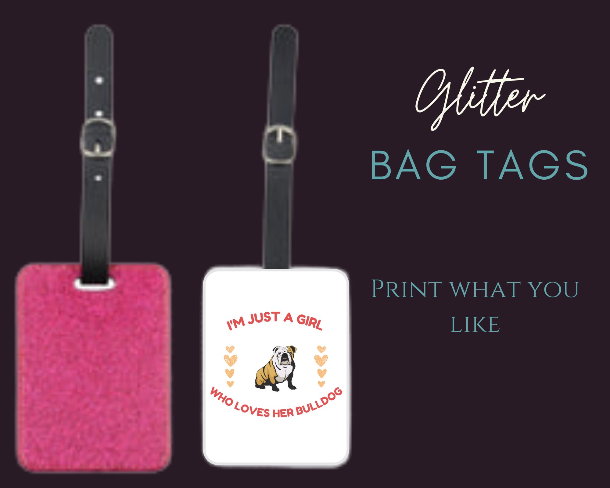 Glitter Bag Tags - BLACK - Bags 
