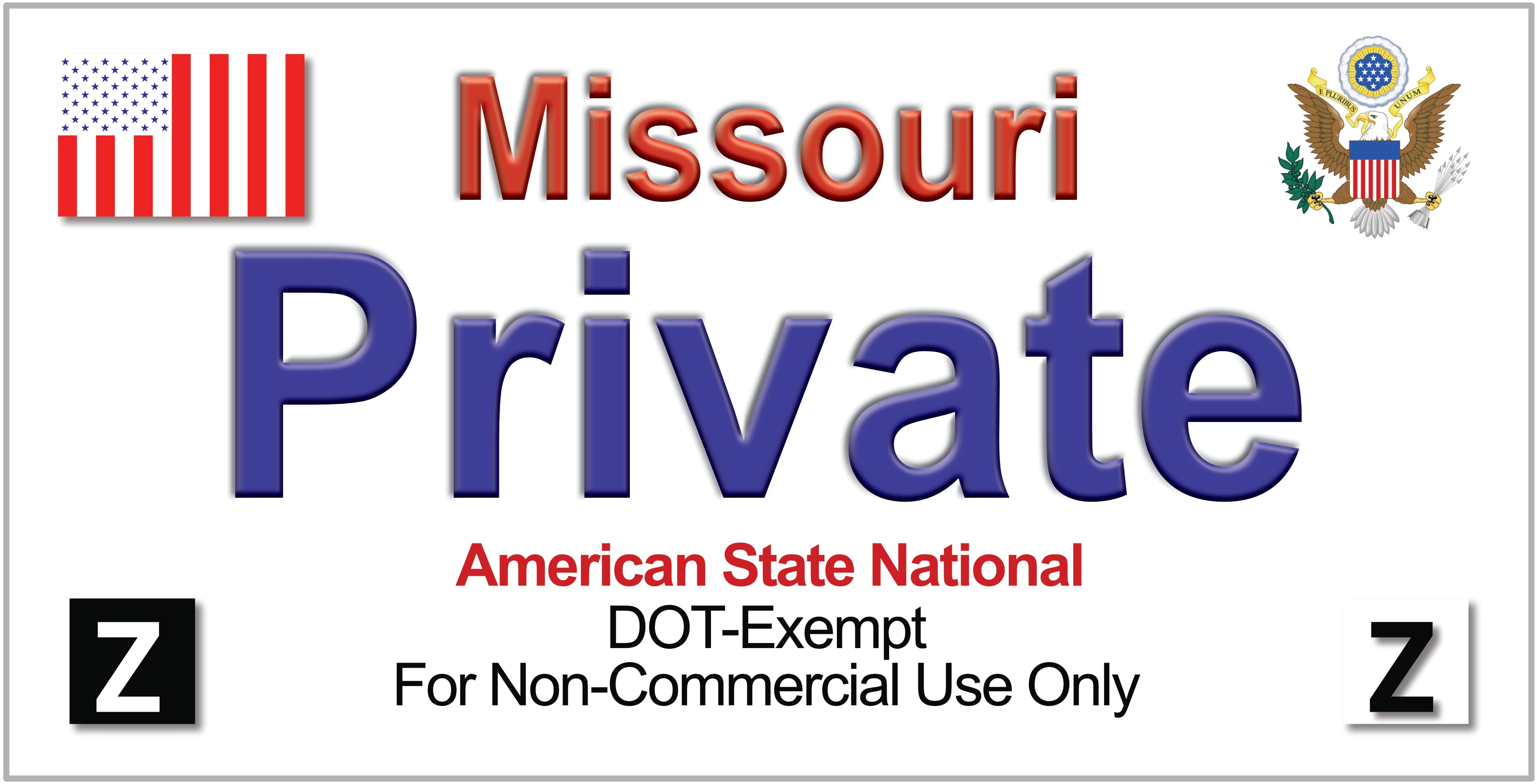 Z Plate Missouri Private Missouri ASN Plates and More Sign Maker