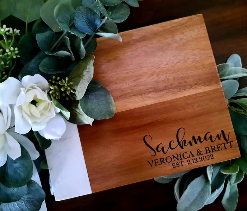 Marble and Wood Charcuterie Board - Personalized Gifts - Scratch That ...