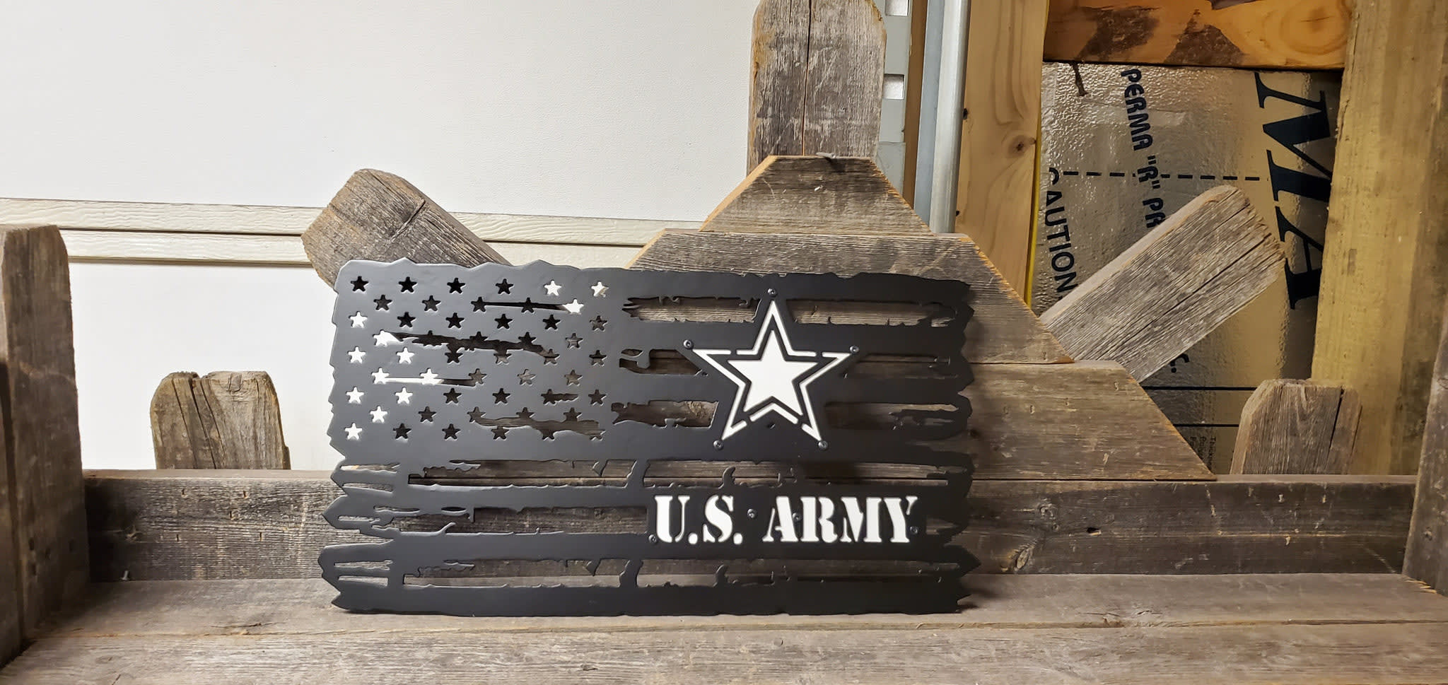 Plasma cut American army flag Flags Oklahoma Lasermade Metal
