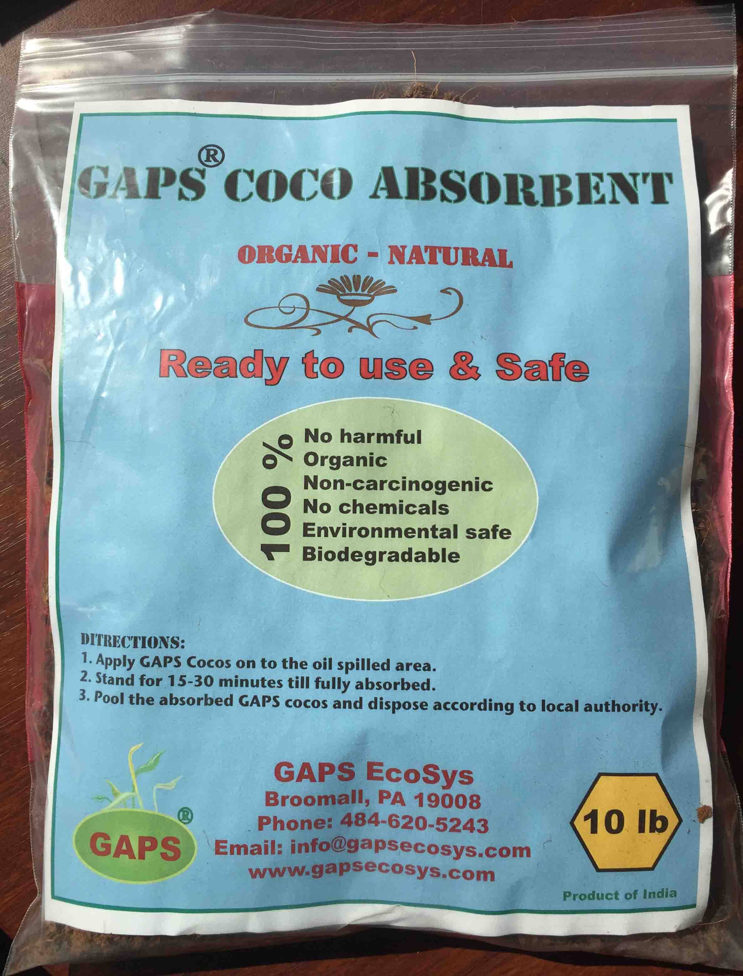 GAPS Coco Absorbent for Oil and Chemical spills Horticulture GAPS EcoSys LLC Broomall