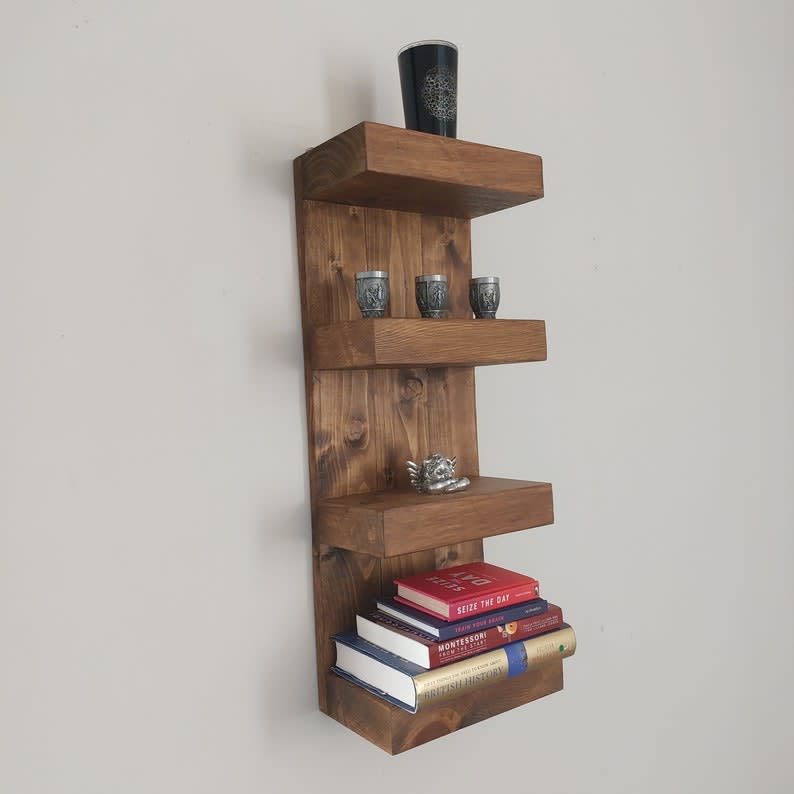 Chunky wood shelf for living room, home office, small display and storage,  for collections, books, ideal