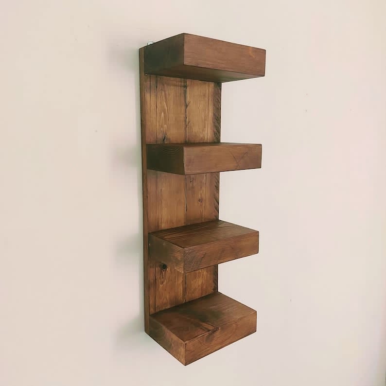 Chunky wood shelf for living room, home office, small display and storage,  for collections, books, ideal