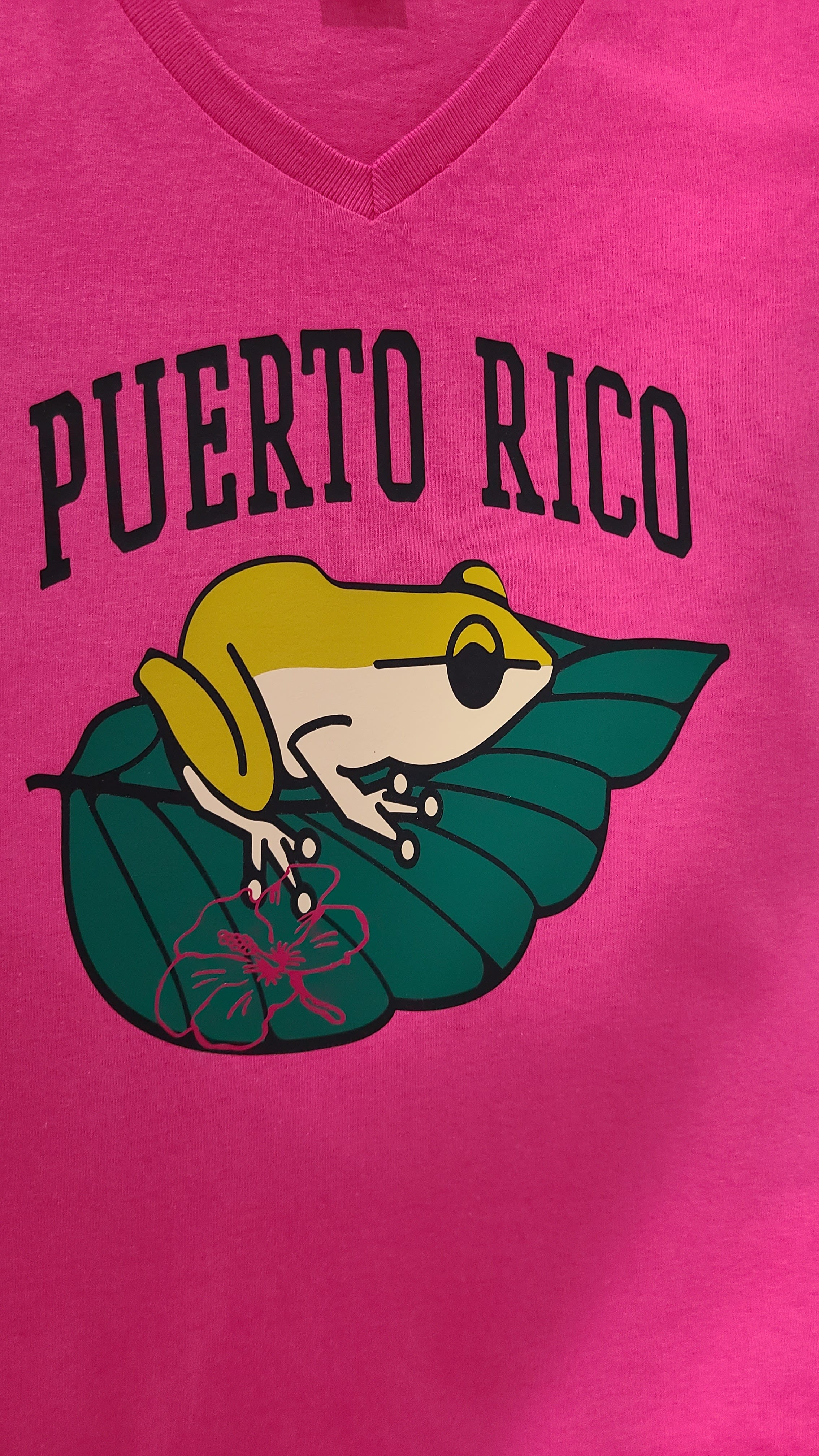 Large Pink female T-shirt Puerto Rico Coqui T-Shirts RNG