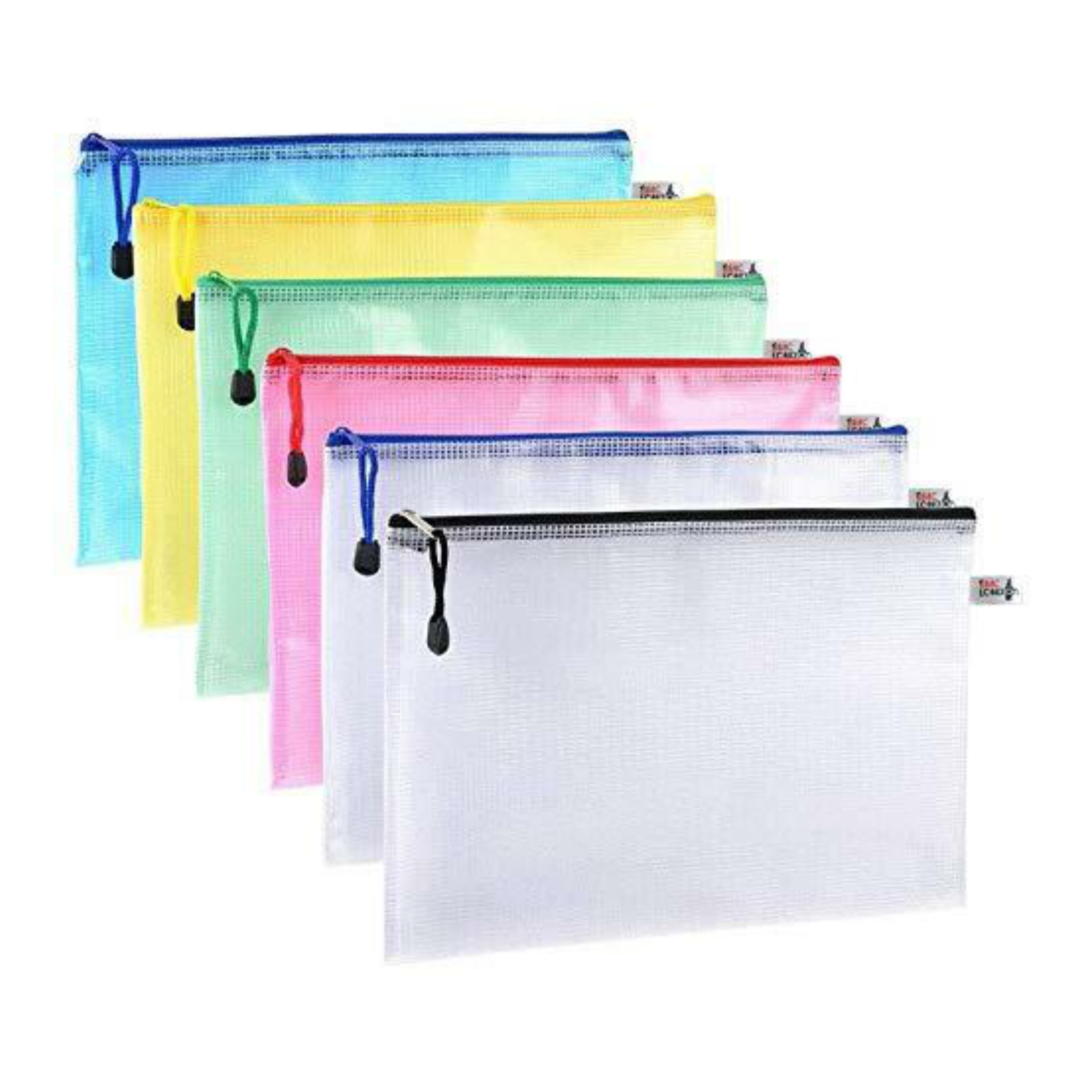 6X A4 Plastic Clear Wallet Zip Seal File Folder Envelope Document Zippy Bags UK 
