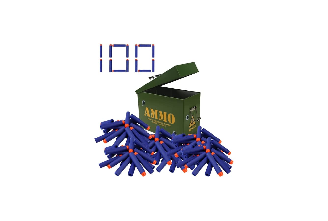 darts compatible with Includes a tactical toy box ammo storage tin for
