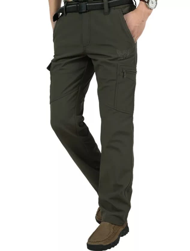Mens Softshell Fleece Lined Cargo Pants with Belt