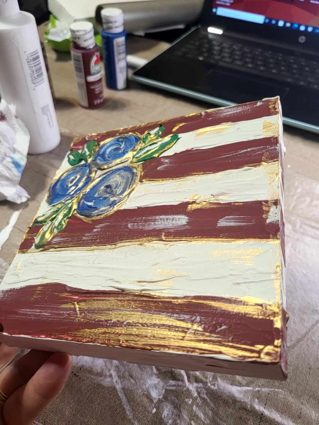 Paint Pour Wooden Box