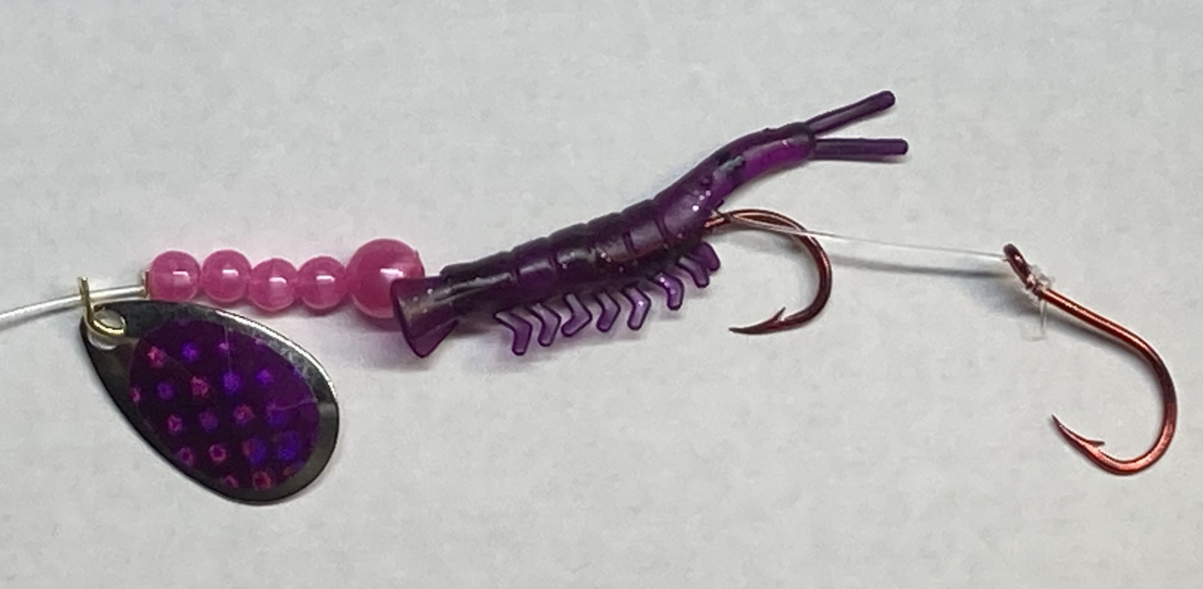 Purple Pink on Nickel/Purple - Savage Micro Shrimp - Kokanee and Trout -  Savage Micro Shrimp Spinners - Savage Strike Spinners