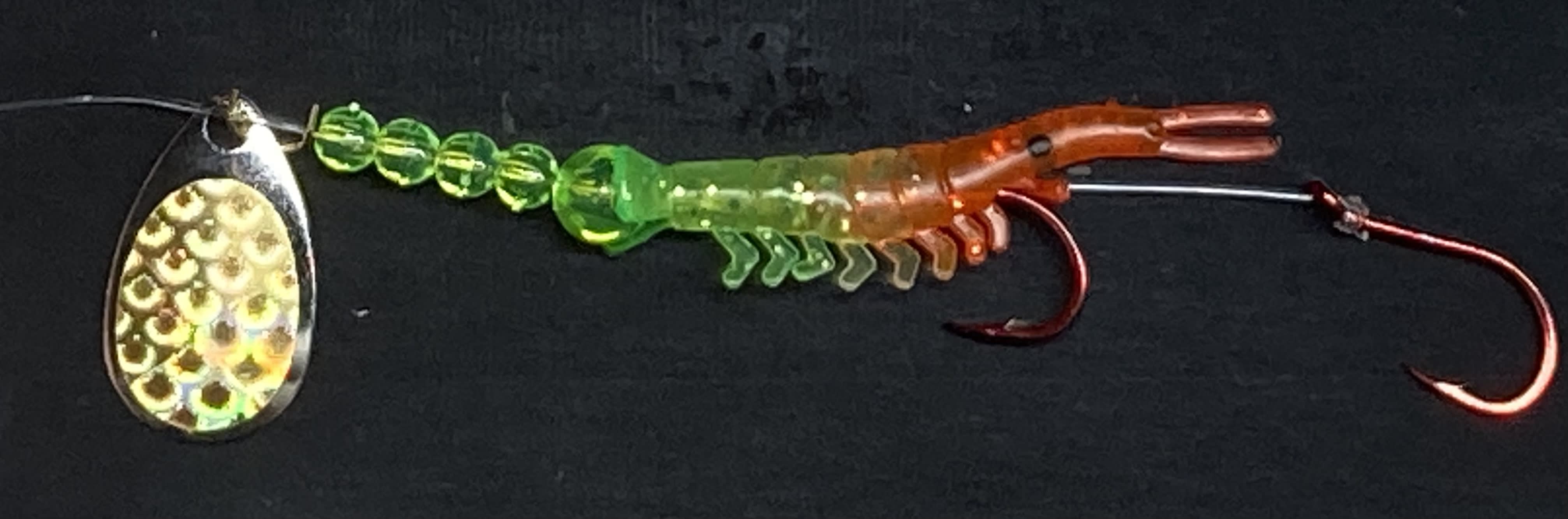 Orange and Chartreuse on Nickel/Gold Scale - Savage Micro Shrimp