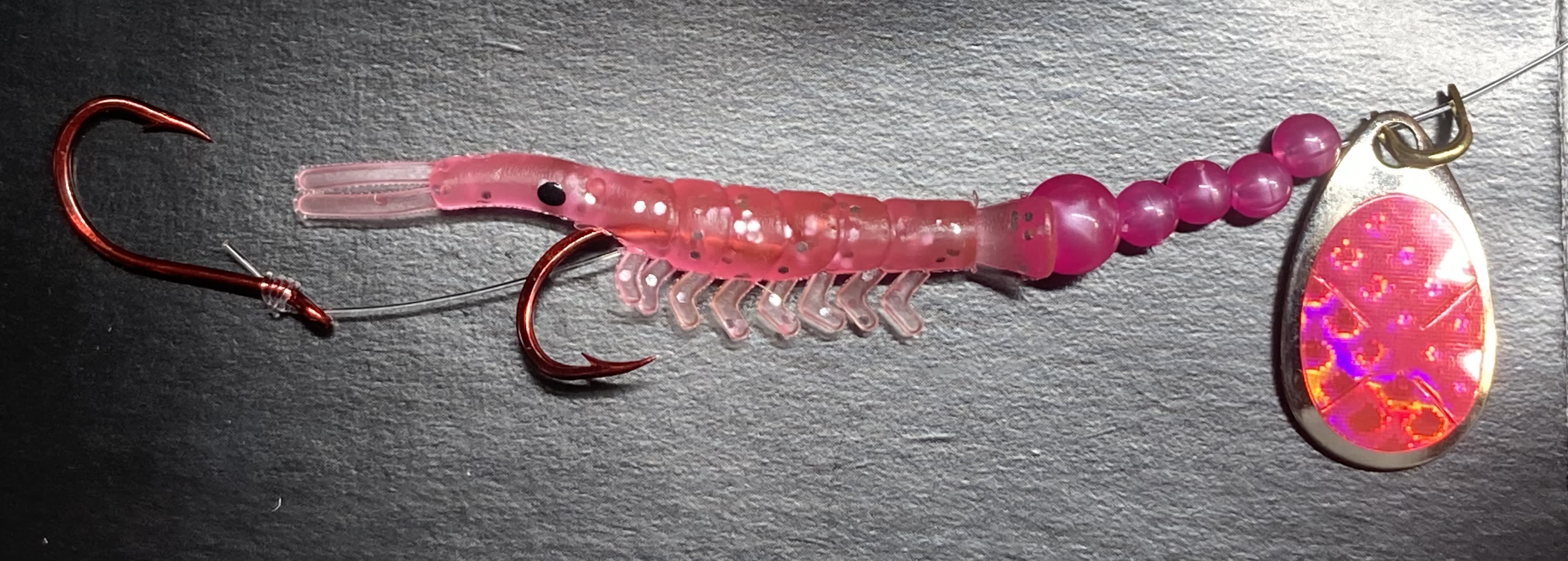 Pink on Nickel/Pink Scale - Savage Micro Shrimp Spinners