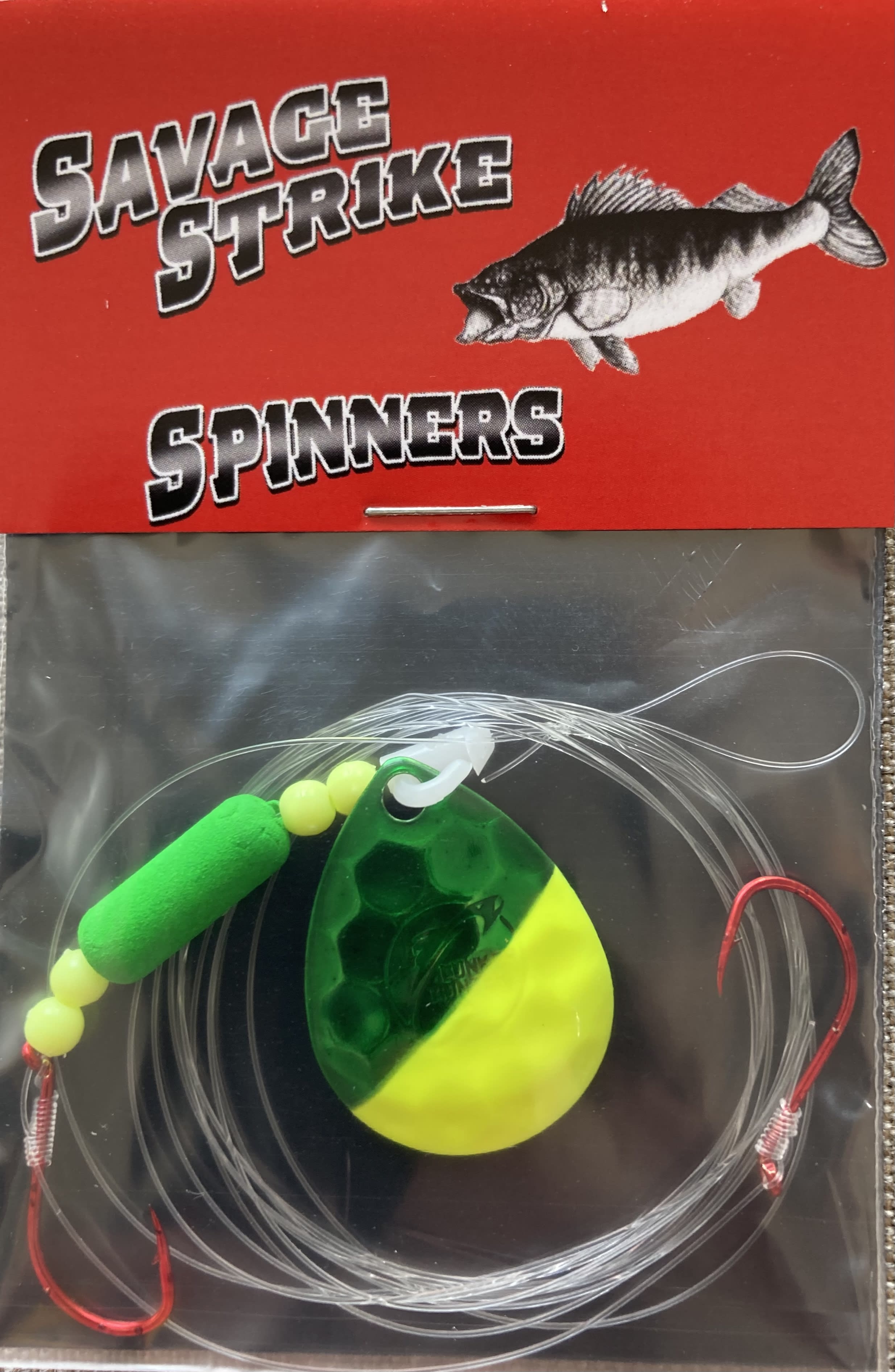 Size 3.5 - Green Flash/Brass - Walleye Spinner & Worm Harness