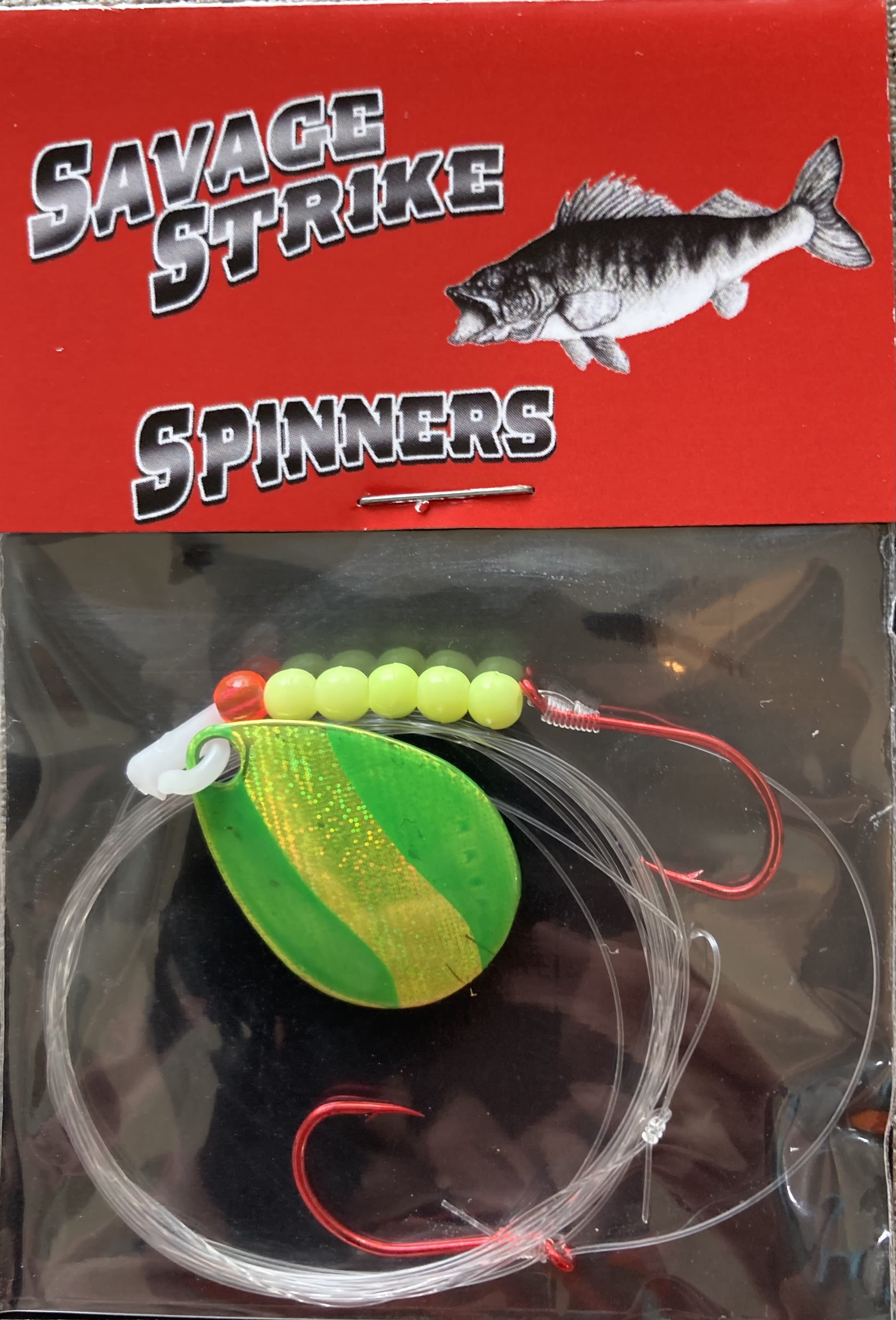Size 3 - Green Slash/Nickel - Holographic - Spinner & Worm Harness