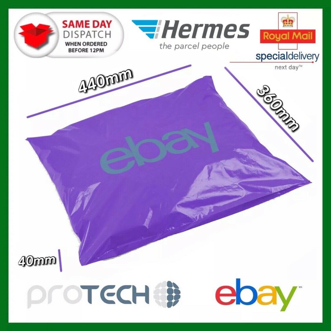 50x  Branded Packaging Self Seal Plastic Mailing Bags 440mm x 360mm x 40mm 