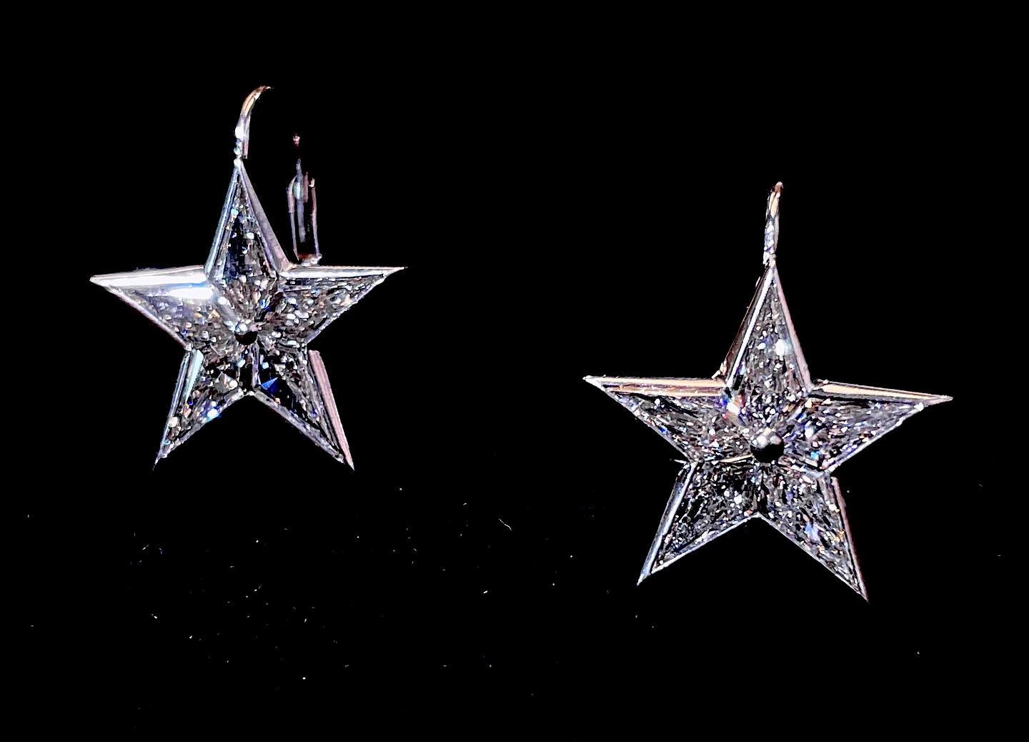 Buy Illusion Set Diamond Star Earrings in 18k White Gold 0.35ct. Tw. Online  in India - Etsy