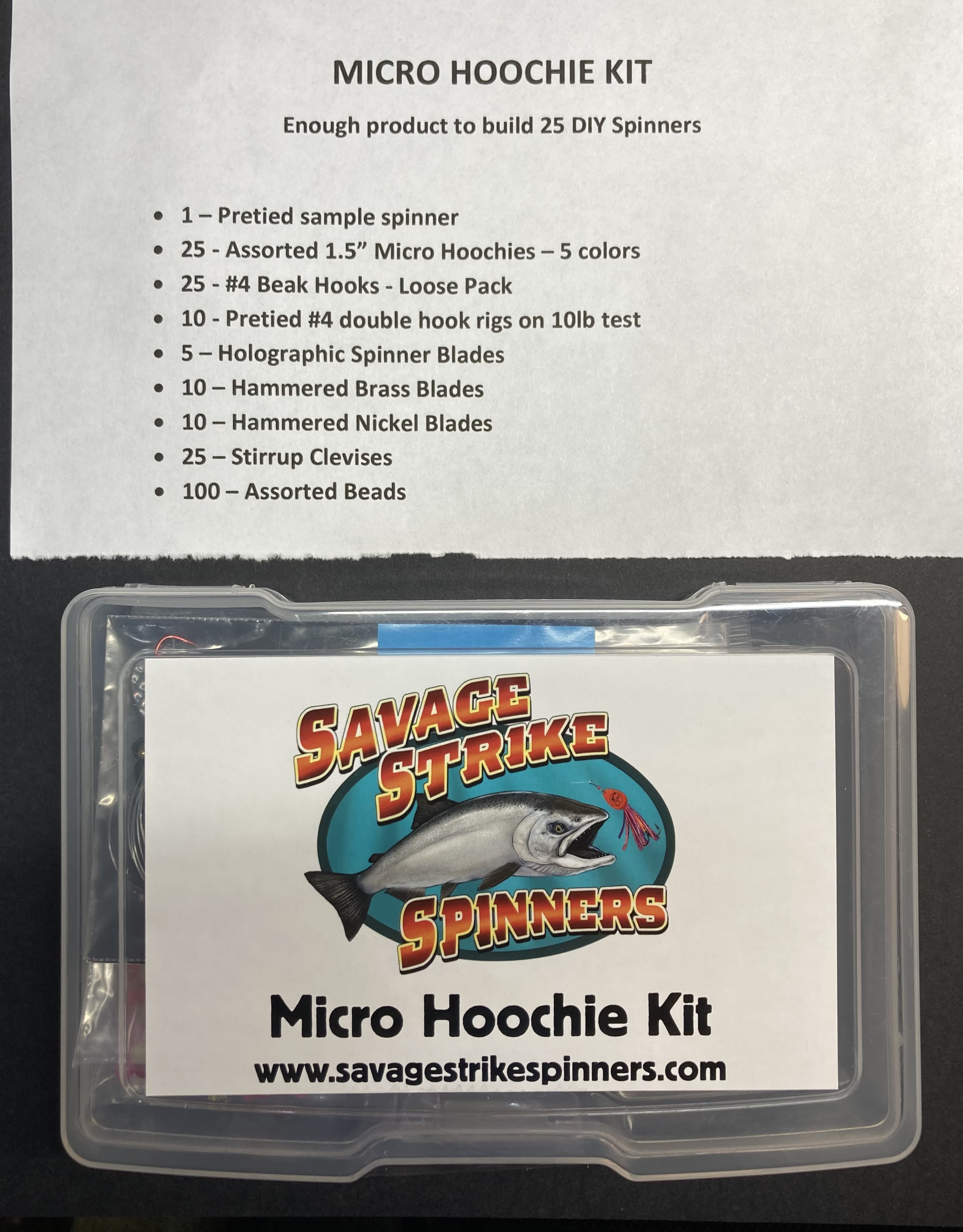 Micro Hoochie Kit - DIY KOKANEE SPINNER KITS - Savage Strike Spinners