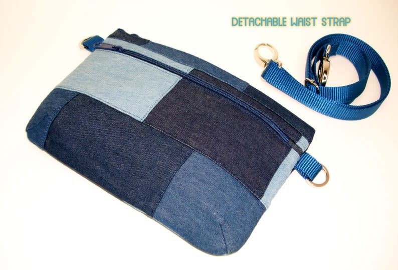 Handmade unisex patchwork denim fanny pack waist bag/ chest bag/ crossbody  bag, Women's Fashion, Bags & Wallets, Tote Bags on Carousell