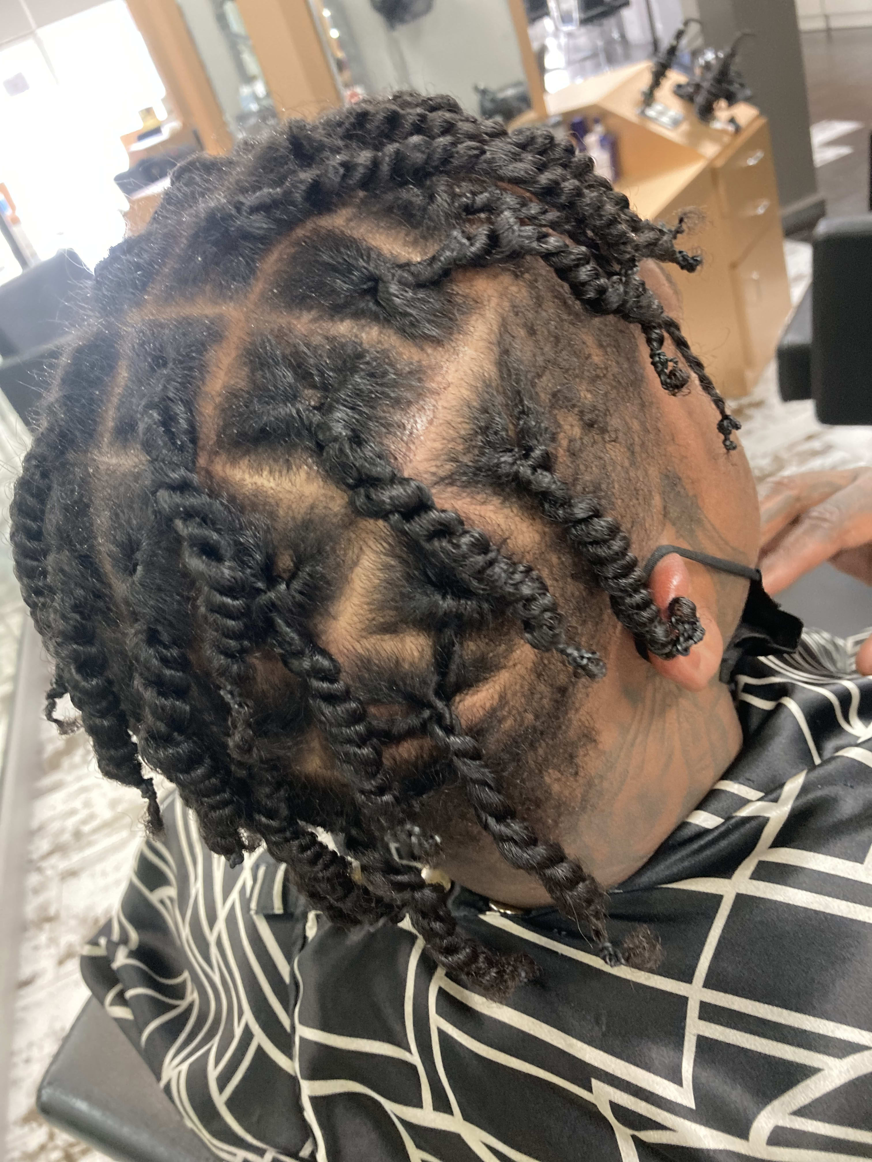 Natural Hair Twists On Short Hair With Large Parting - Braids & Twists