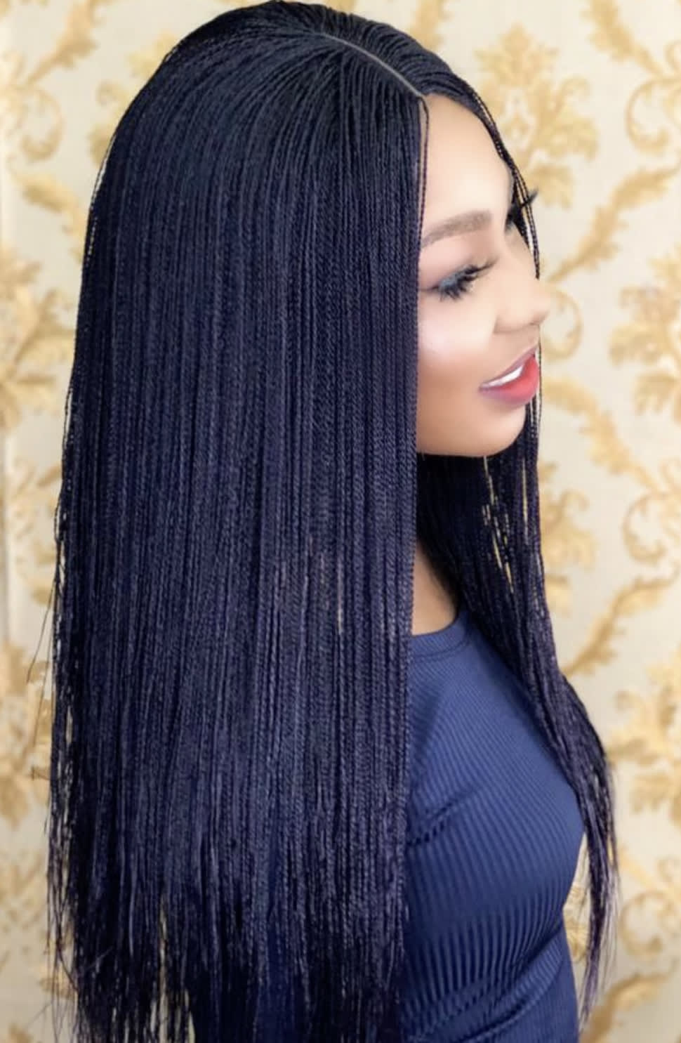 Blue/Black Mix (18-22 Inches) Micro Senegalese Twists Loane