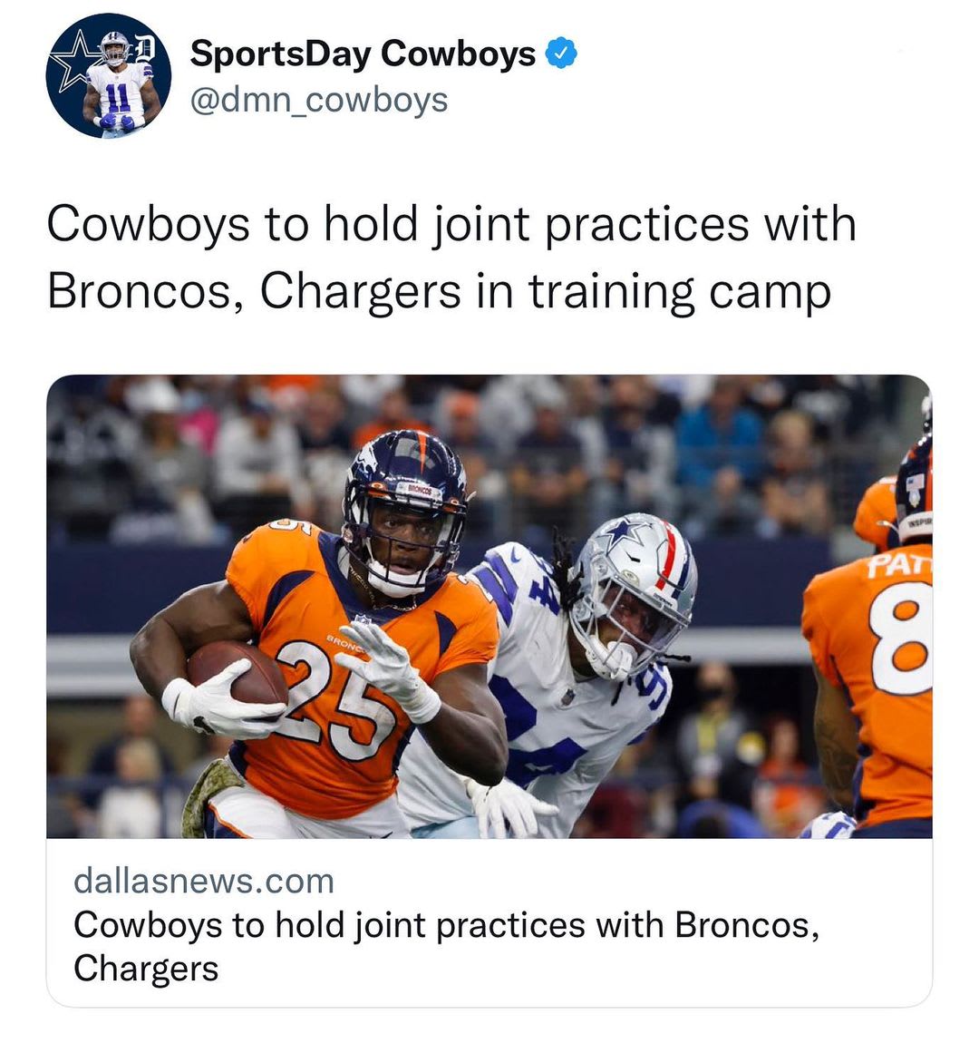 Cowboys to hold joint practices with Broncos, Chargers in training camp