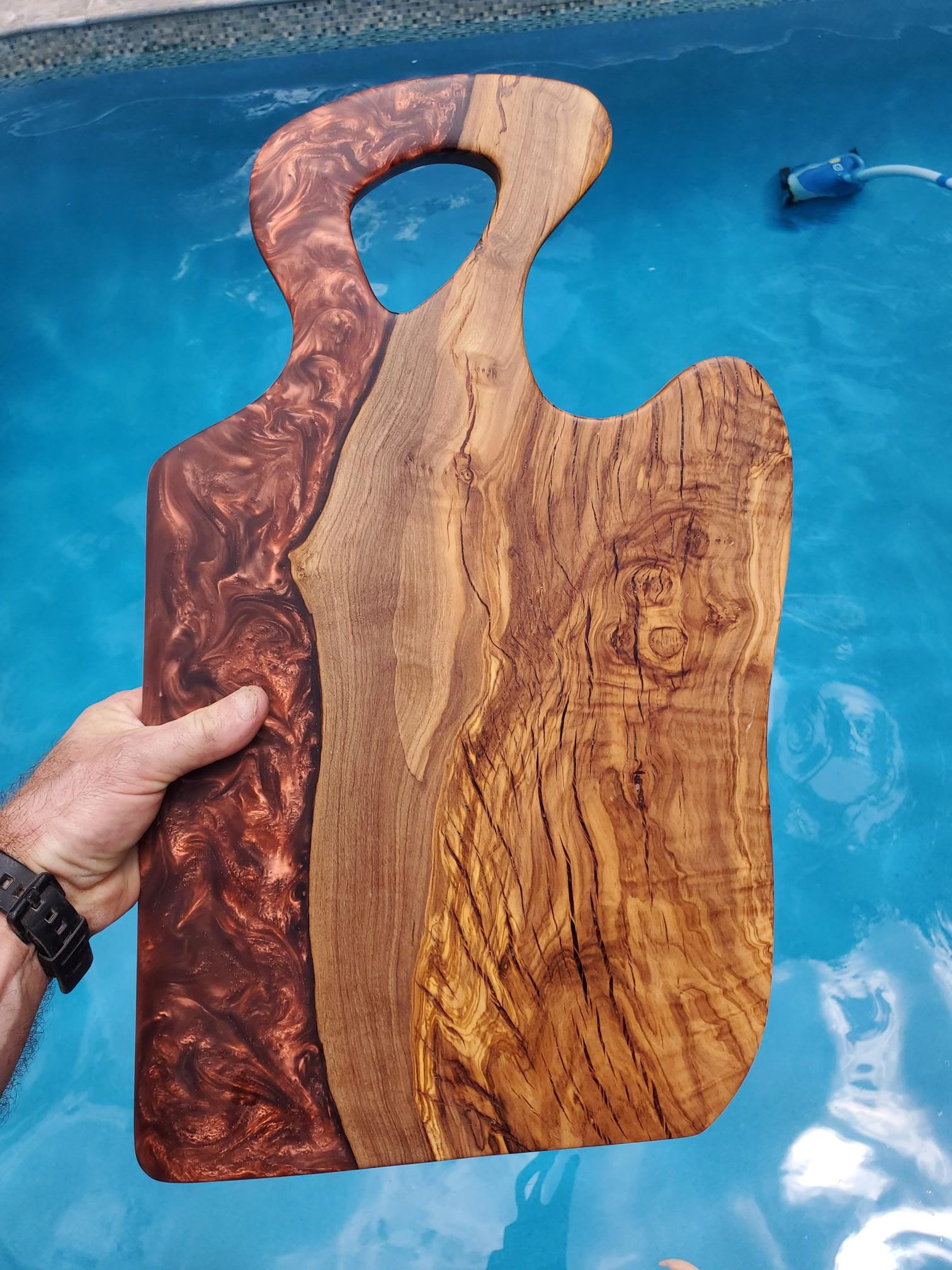 Rusty Red and Old growth Olive Wood Charcuterie Boards/ serving boards Its Just Wood by DC