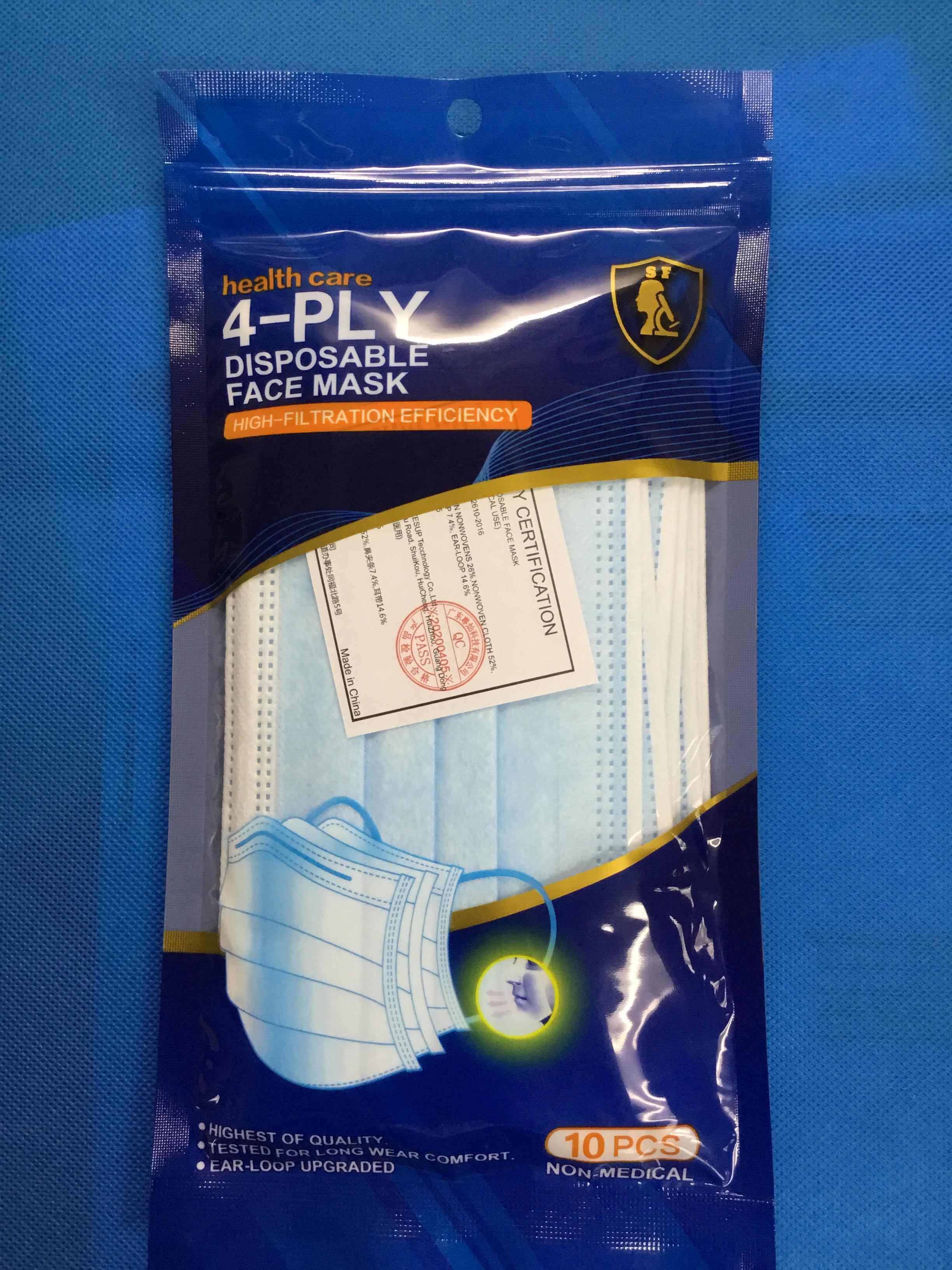 Disposable Face Mask HighFiltration Efficiency, 10 pcs Personal Care