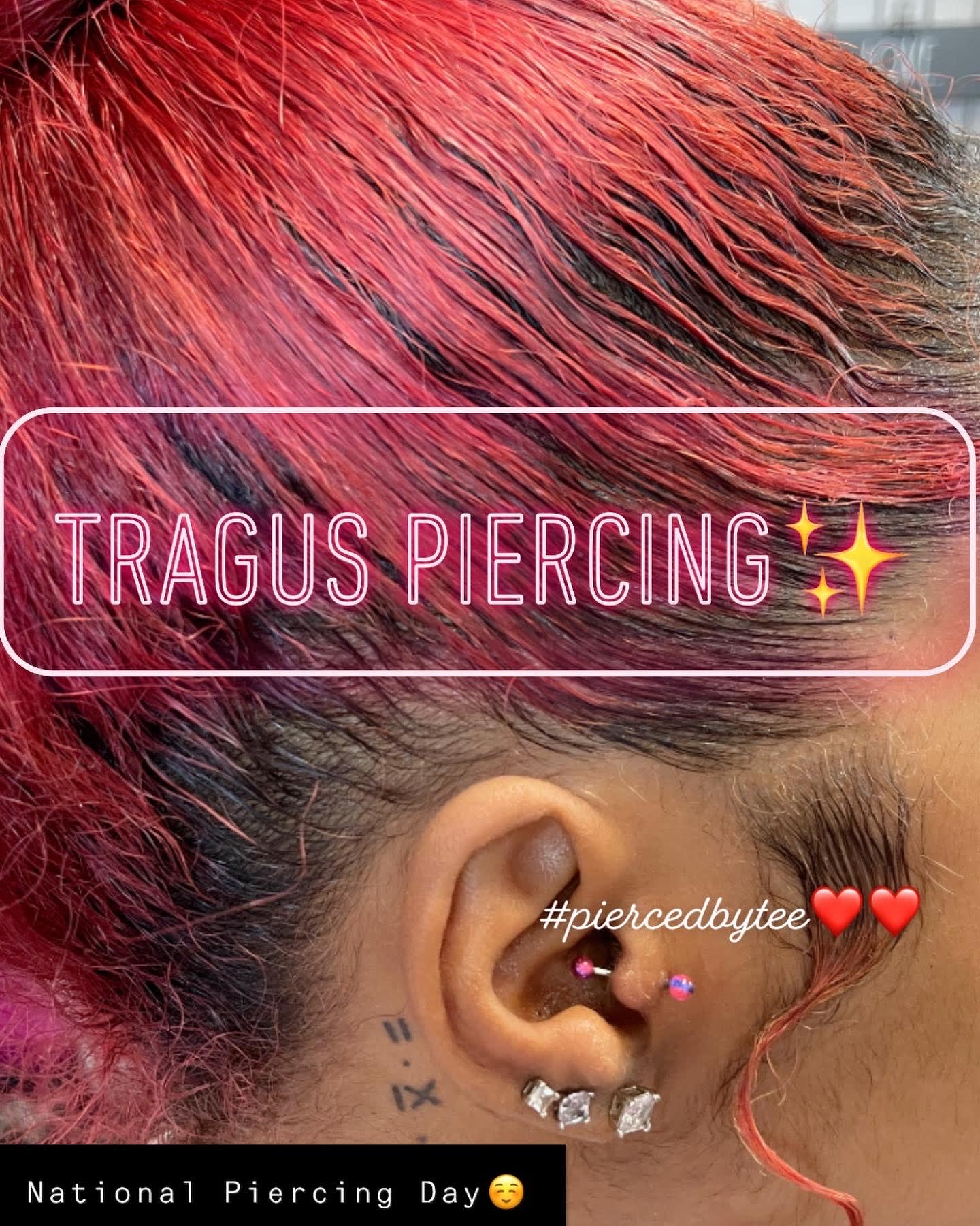 Tragus piercing jewelry top is inside my ear. Only painful when I try to  pull it out through the back. Piercing shops are closed today (columbus day  / indigenous people's day), should