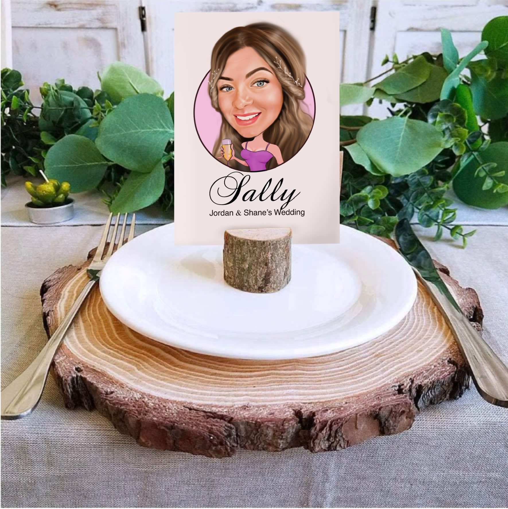 Rustic log place card holder 🪵 Shop cards invites and favours
