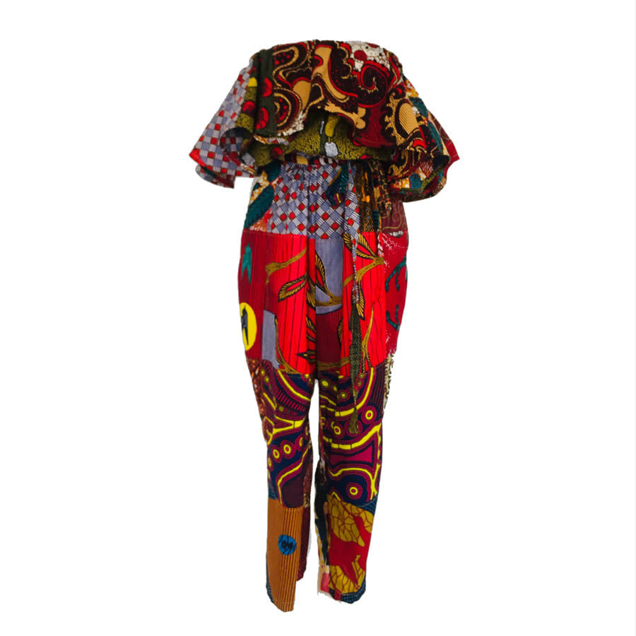 Atunbi Women's African Print One-Shoulder Jumpsuit (Light Blue Pink Ir –  D'IYANU