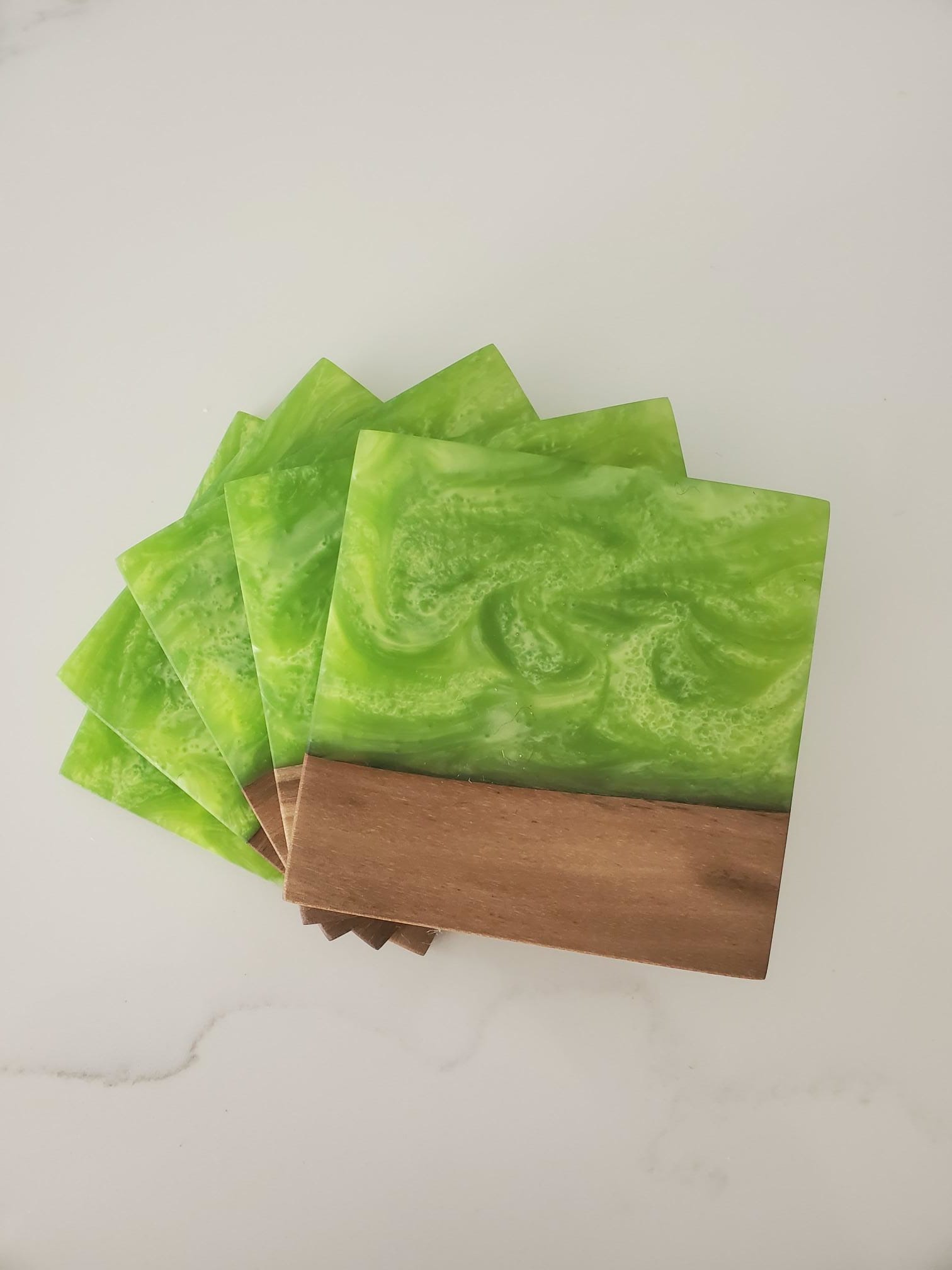 Green Tea/Walnut set 5 pieces - Custom Coaster Sets - Its Just Wood by ...