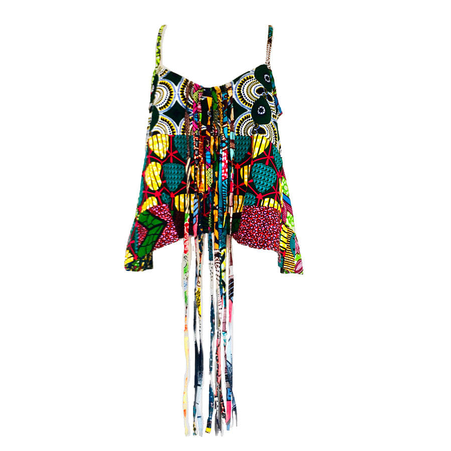 トップス LEINWANDE Mixed Fringe Crop Top LEINWANDE 21SS/MIXED FRINGE CROP TOP 黒（Fringe Poly crop