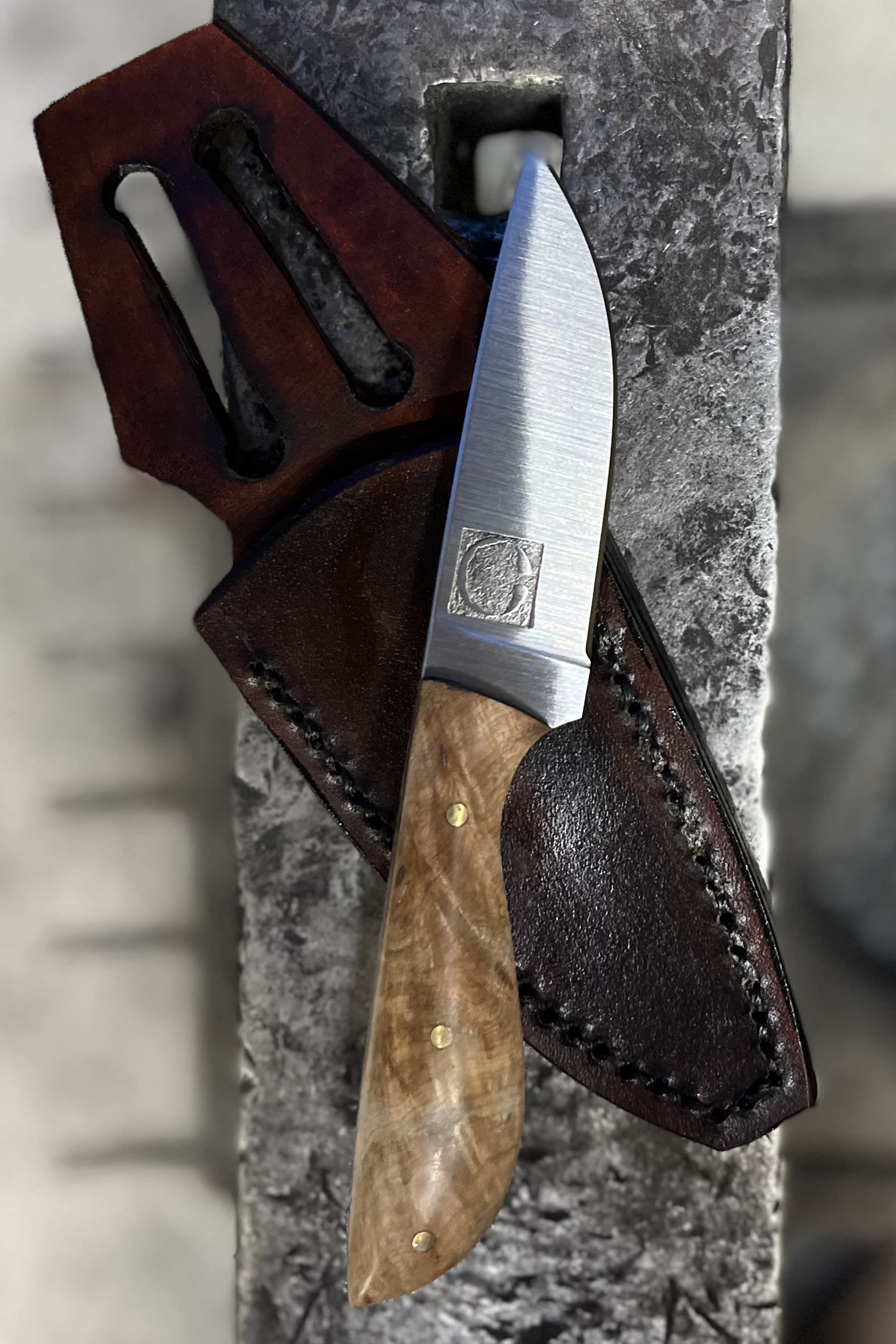 SOLD Apple Burl 7” Carry Knife & Sheath Combos Tree Of Liberty