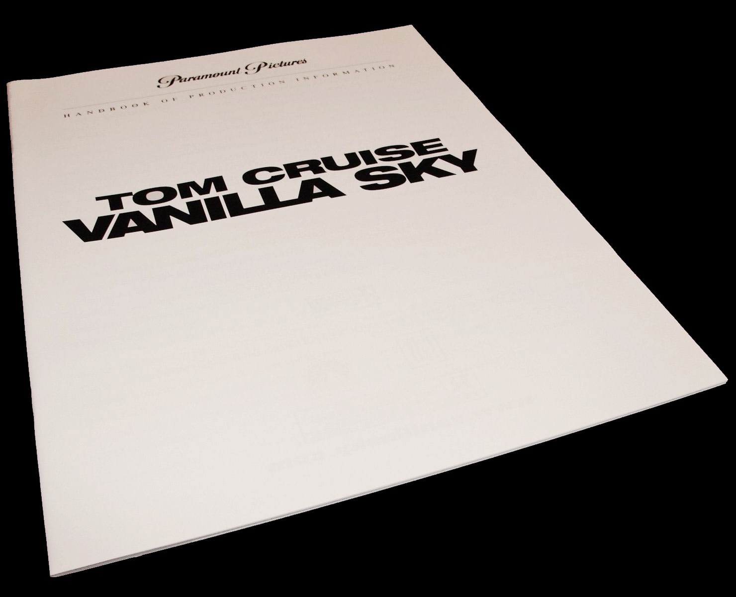 2001 Movie VANILLA SKY Press Kit Production Notes Handbook Tom Cruise ...