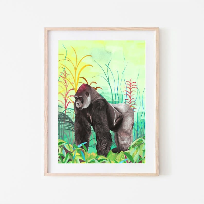 Jungle Gorilla Print - Animal Prints - Katie Wootton Design | Artist