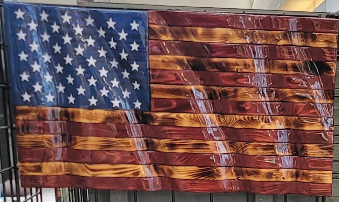 Epoxy Burnt American Flag Small - Epoxy Wavy Flags - Woodworks Shed in ...