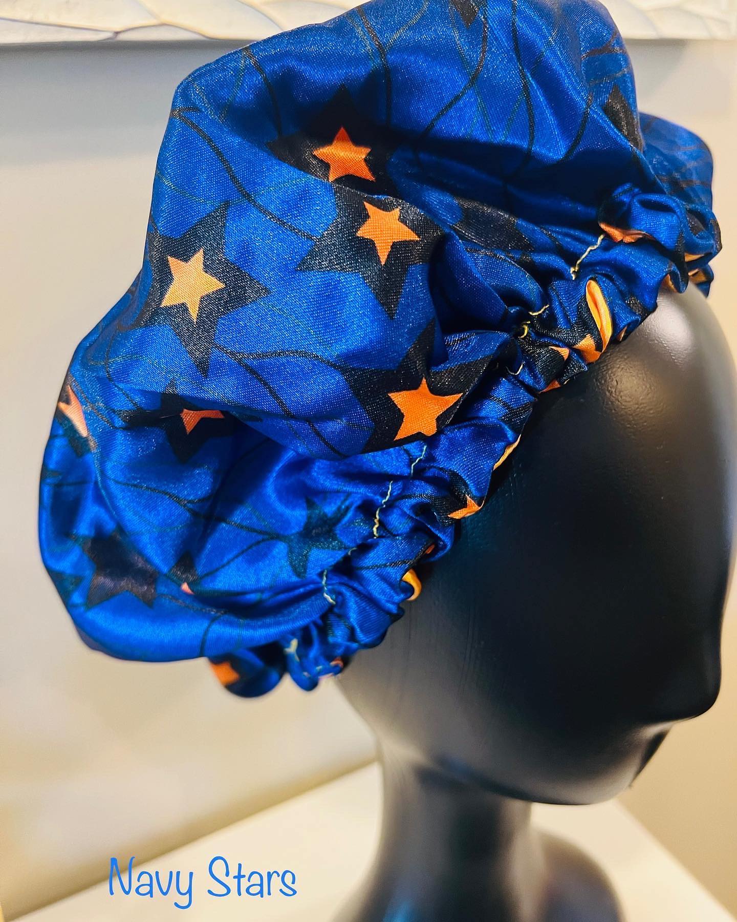 Bleu Bonnet en Satin ( Bonnet de nuit réversible en satin ) – AfricanFabs