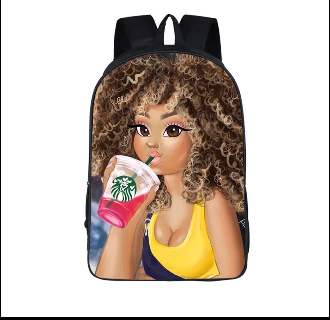 Cartoon cute discount afro girl backpack