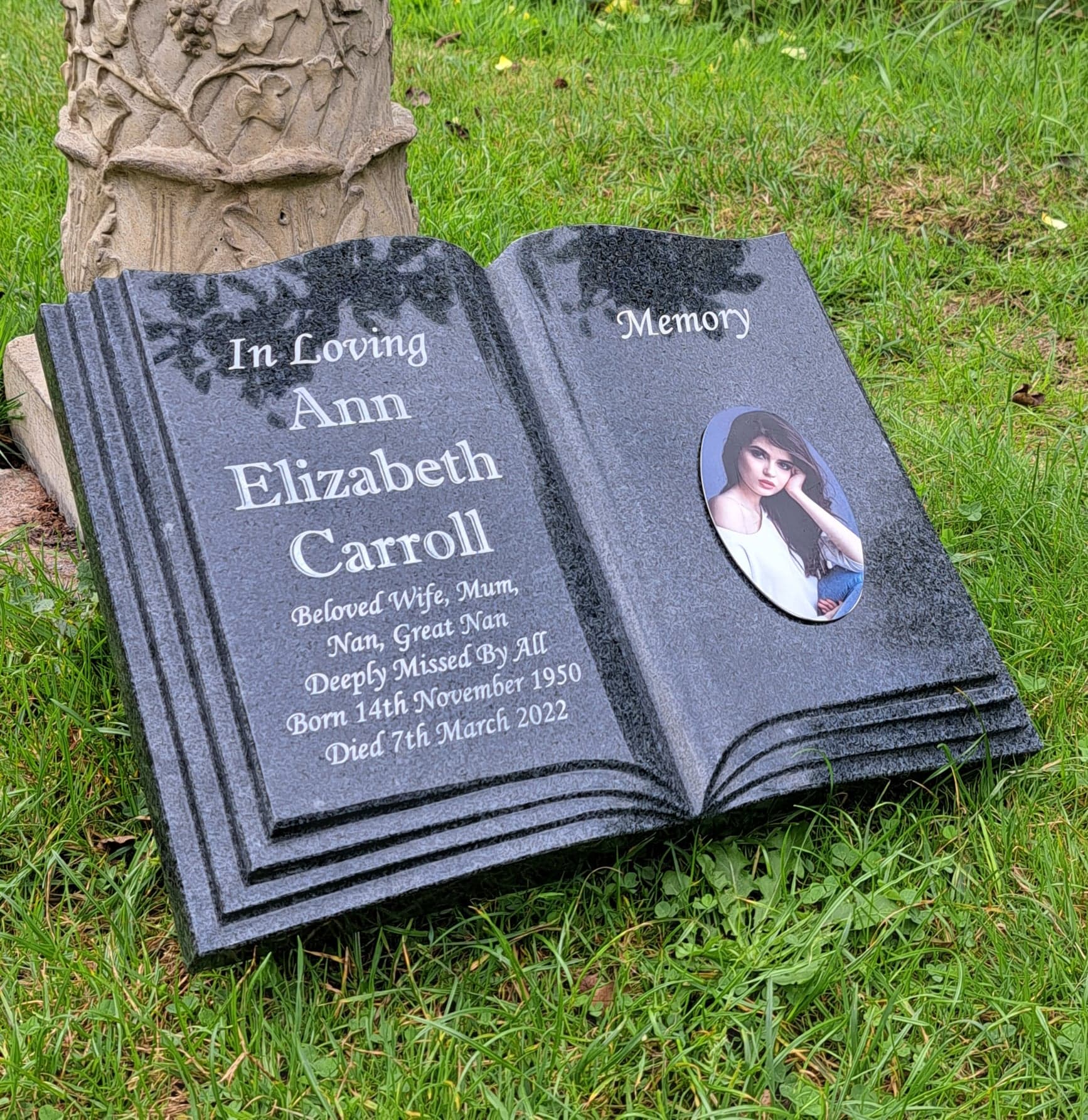 Grave Stone Memorial Marker Open Book Bible Memorial Marker Grave 