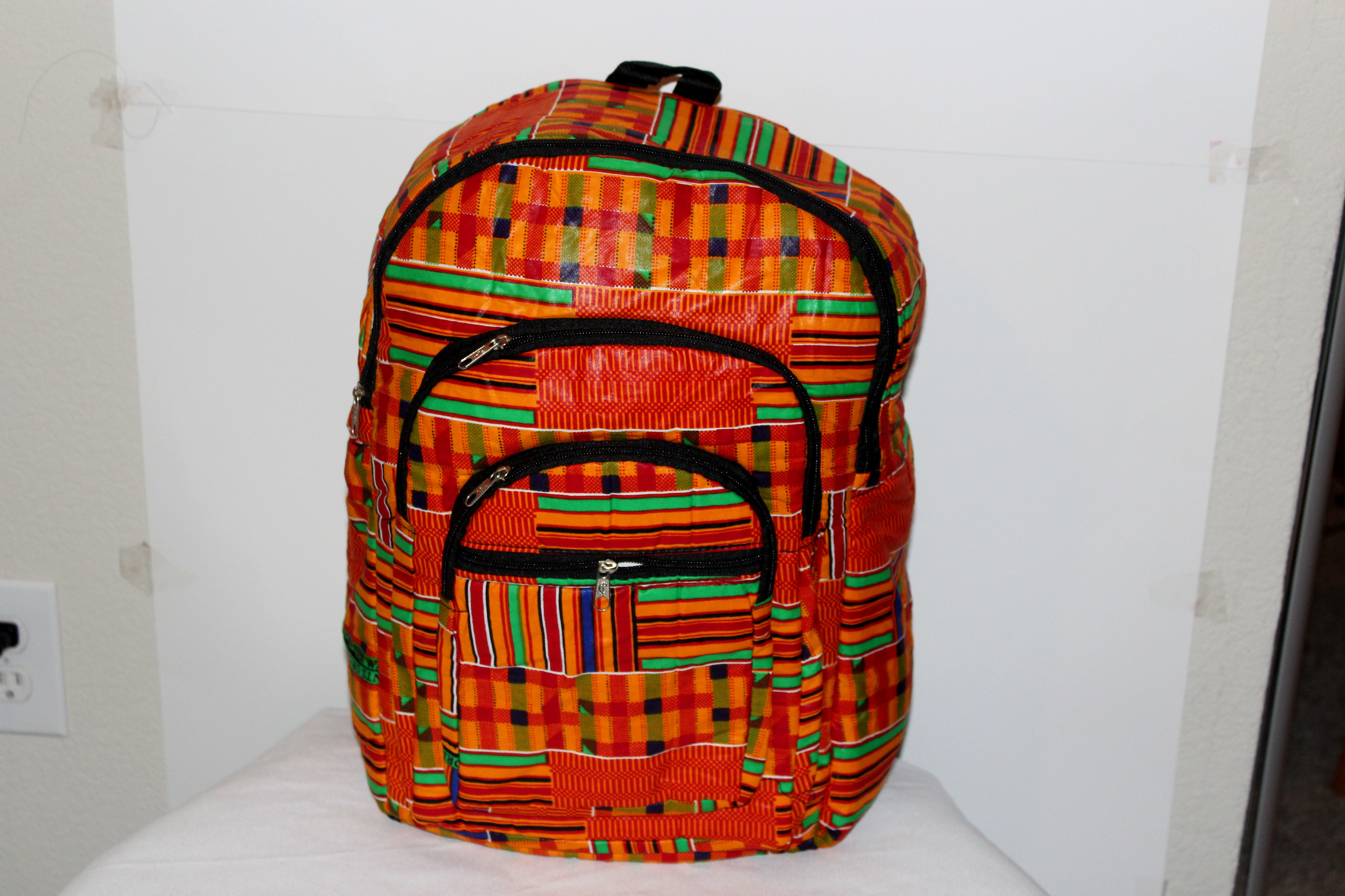 Multi-Color Ghanaian Print Backpack - Backpacks - Afro Elite  display picture 1