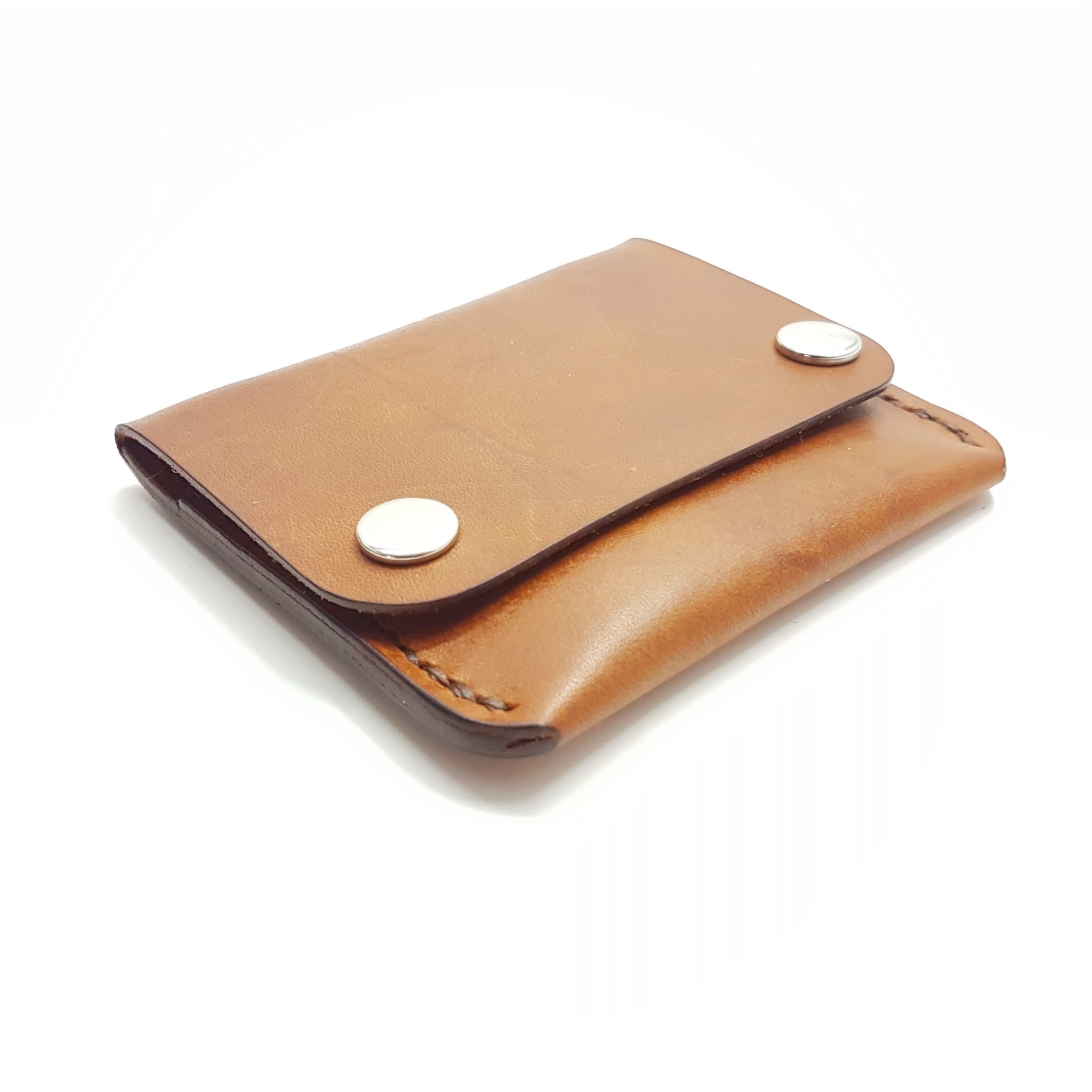 Dark Brown Leather Snap Button Fold Over Cash/Card Wallet - Leather Card  Cases - B26Leather | Handcrafted Goods | Birmingham