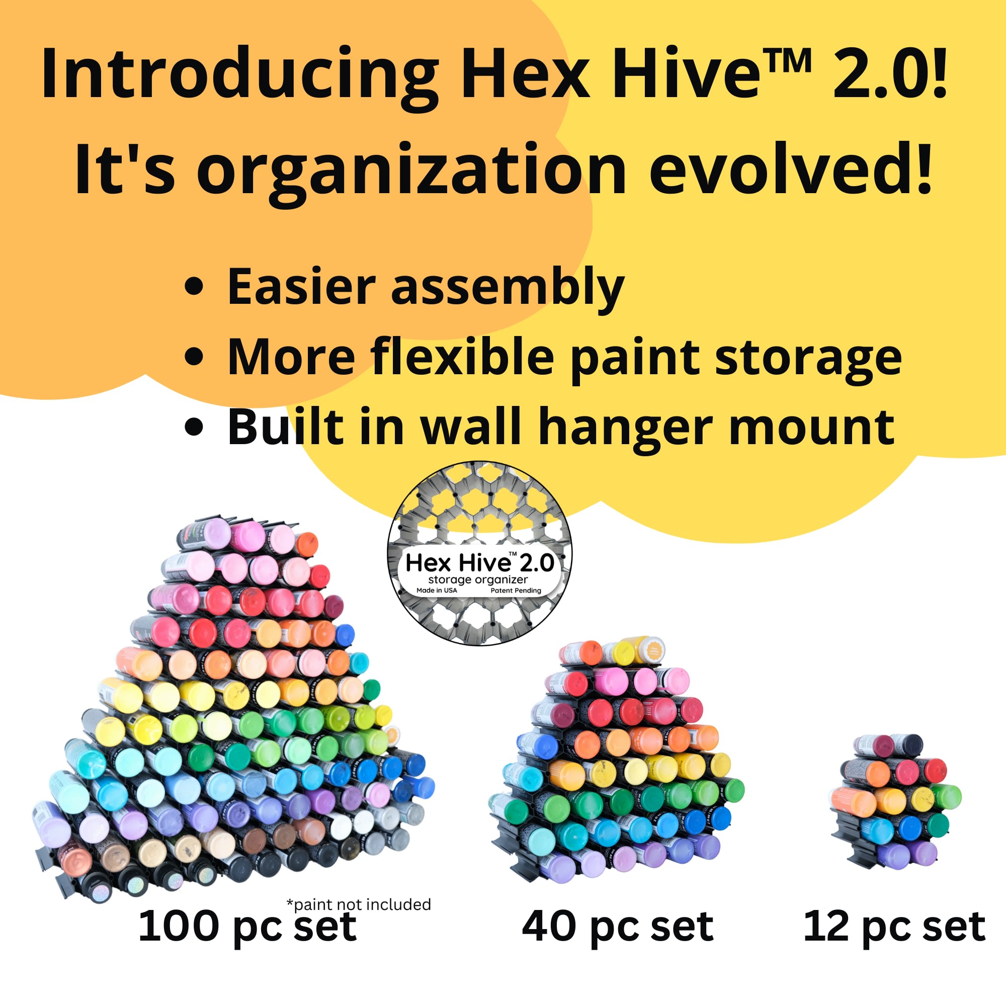 40 pc Set Hex Hive Craft Paint Storage Organizer Rack for Paint